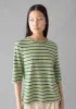 Cleo Stripe Cotton Half Sleeve Tee | Sage sold by TOAST