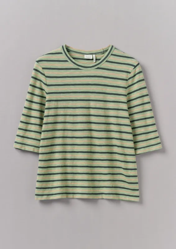 Cleo Stripe Cotton Half Sleeve Tee | Sage sold by TOAST