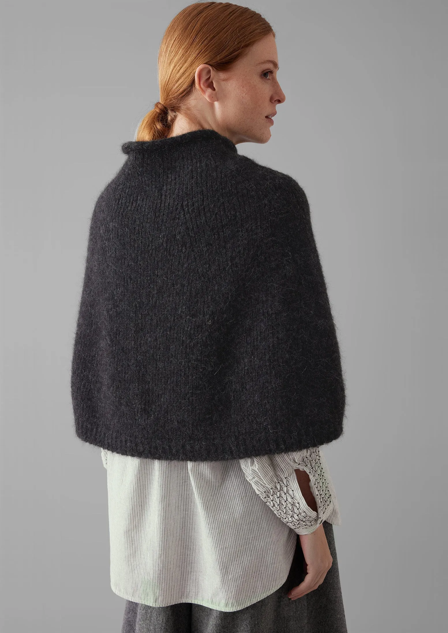 Lofty Alpaca Blend Knitted Poncho | Charcoal sold by TOAST product image thumbnail 4