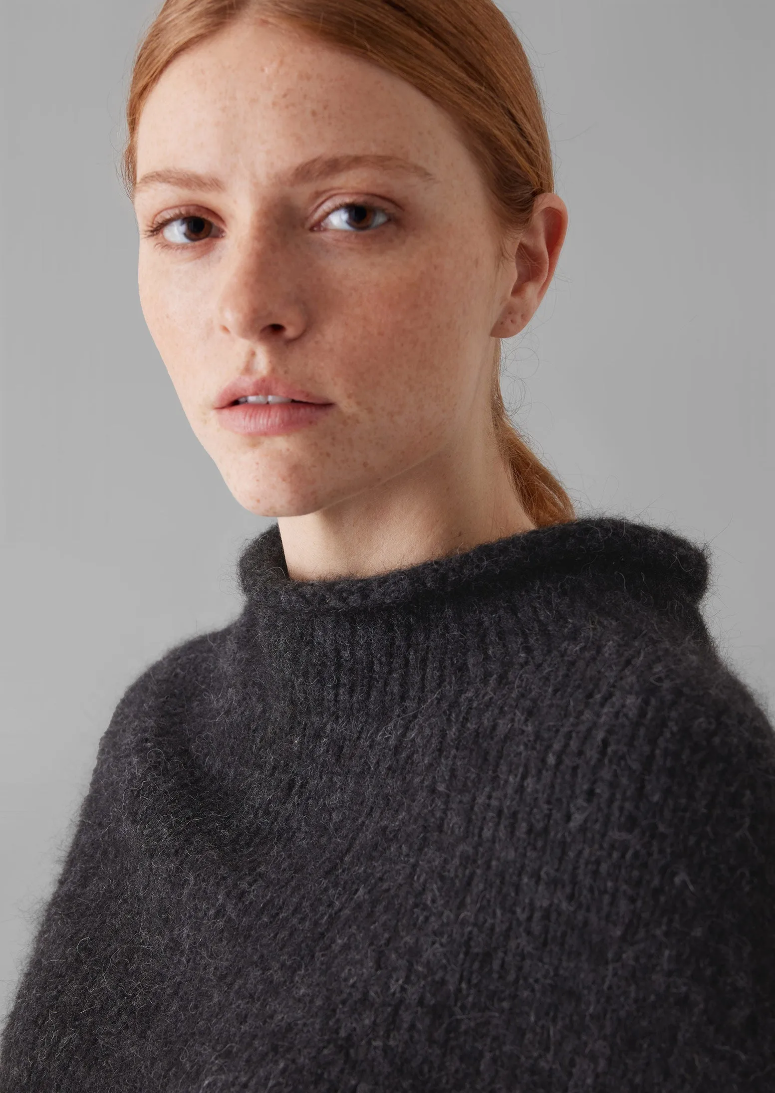 Lofty Alpaca Blend Knitted Poncho | Charcoal sold by TOAST product image thumbnail 2