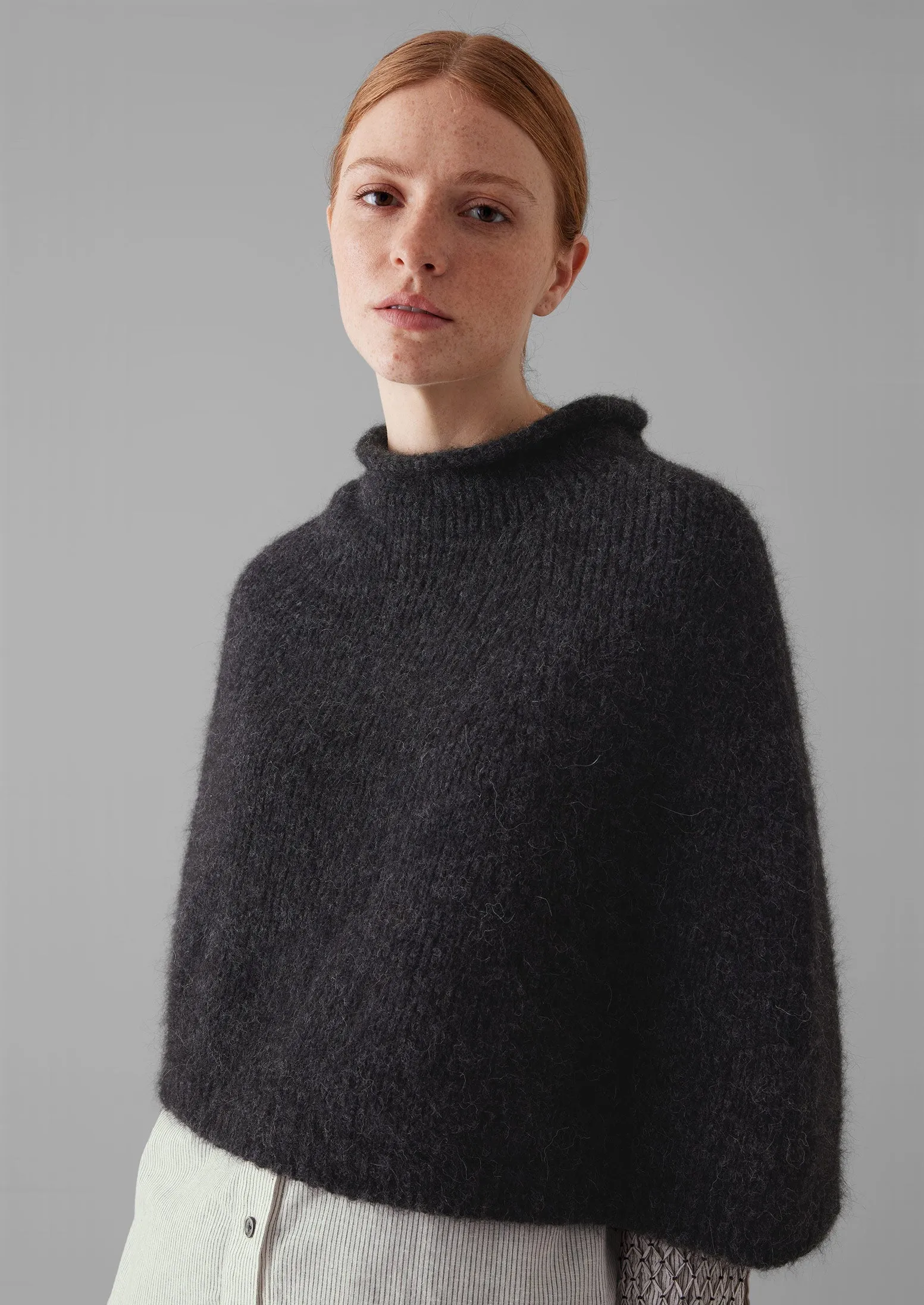 Lofty Alpaca Blend Knitted Poncho | Charcoal sold by TOAST product image thumbnail 3