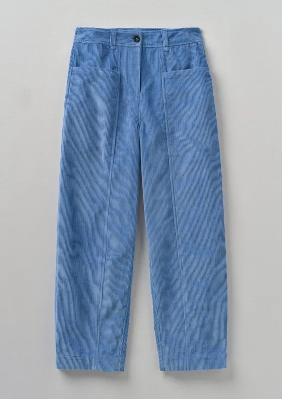 Panelled Organic Cord Trousers | Woad sold by TOAST