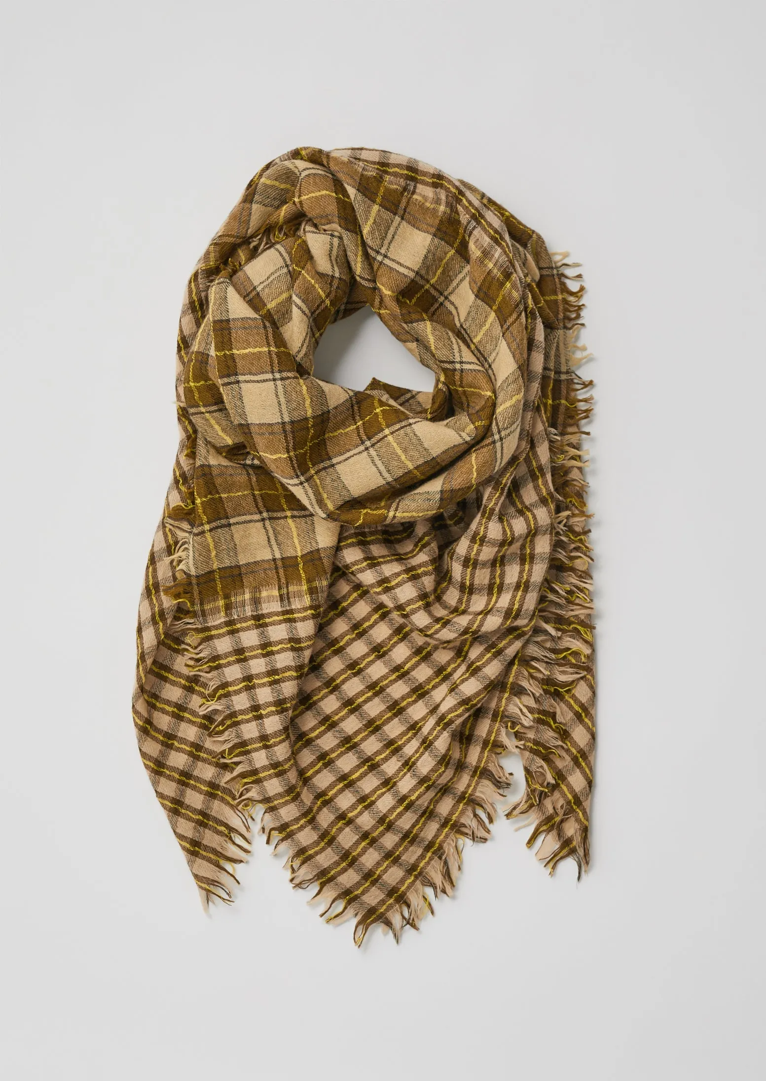 Blanket Check Hand Woven Scarf | Olive sold by TOAST
