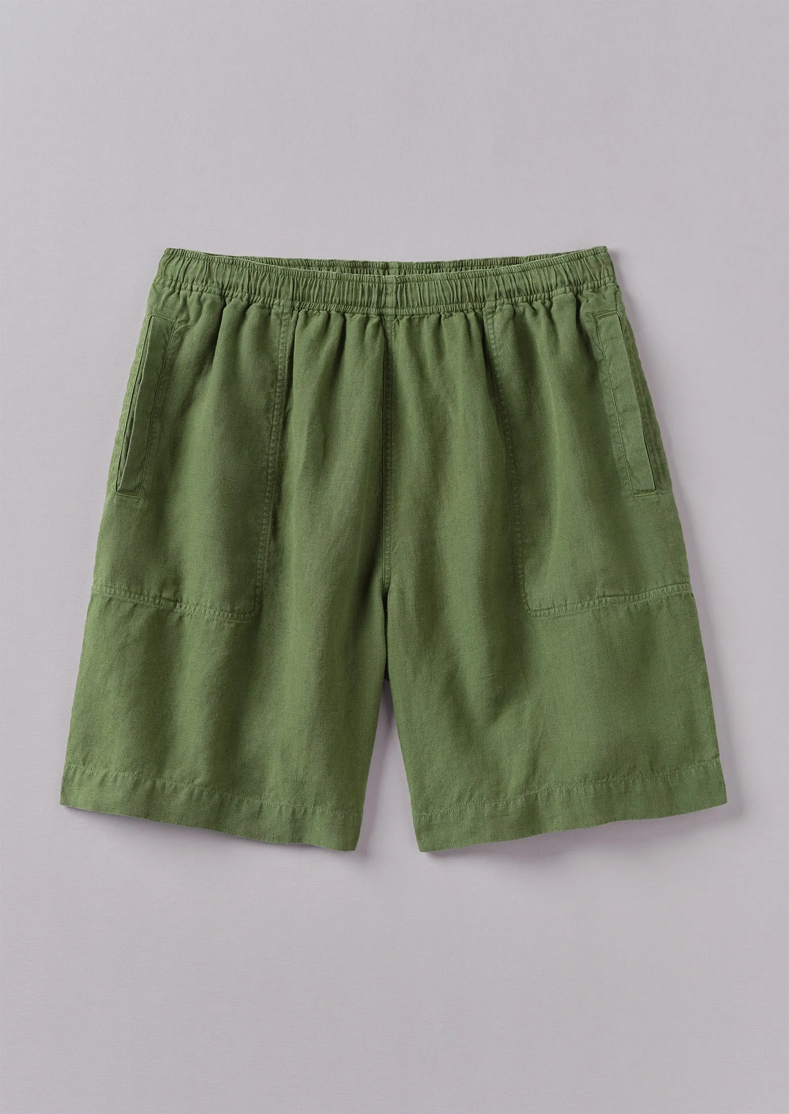 Garment Dyed Linen Drawstring Shorts | Propagator Green sold by TOAST