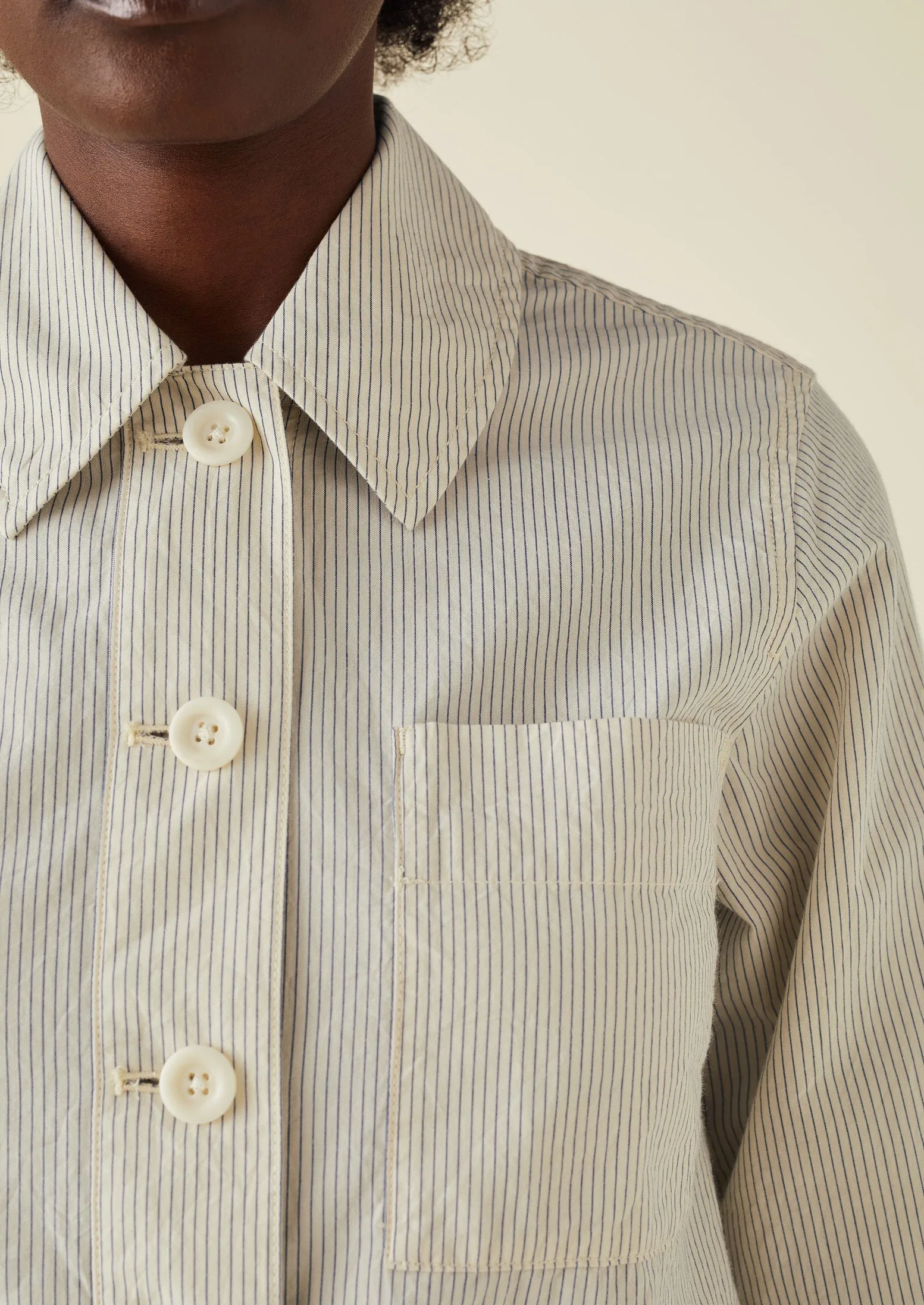 Patch Pocket Stripe Organic Cotton Shirt | Sunwashed Blue sold by TOAST product image thumbnail 4