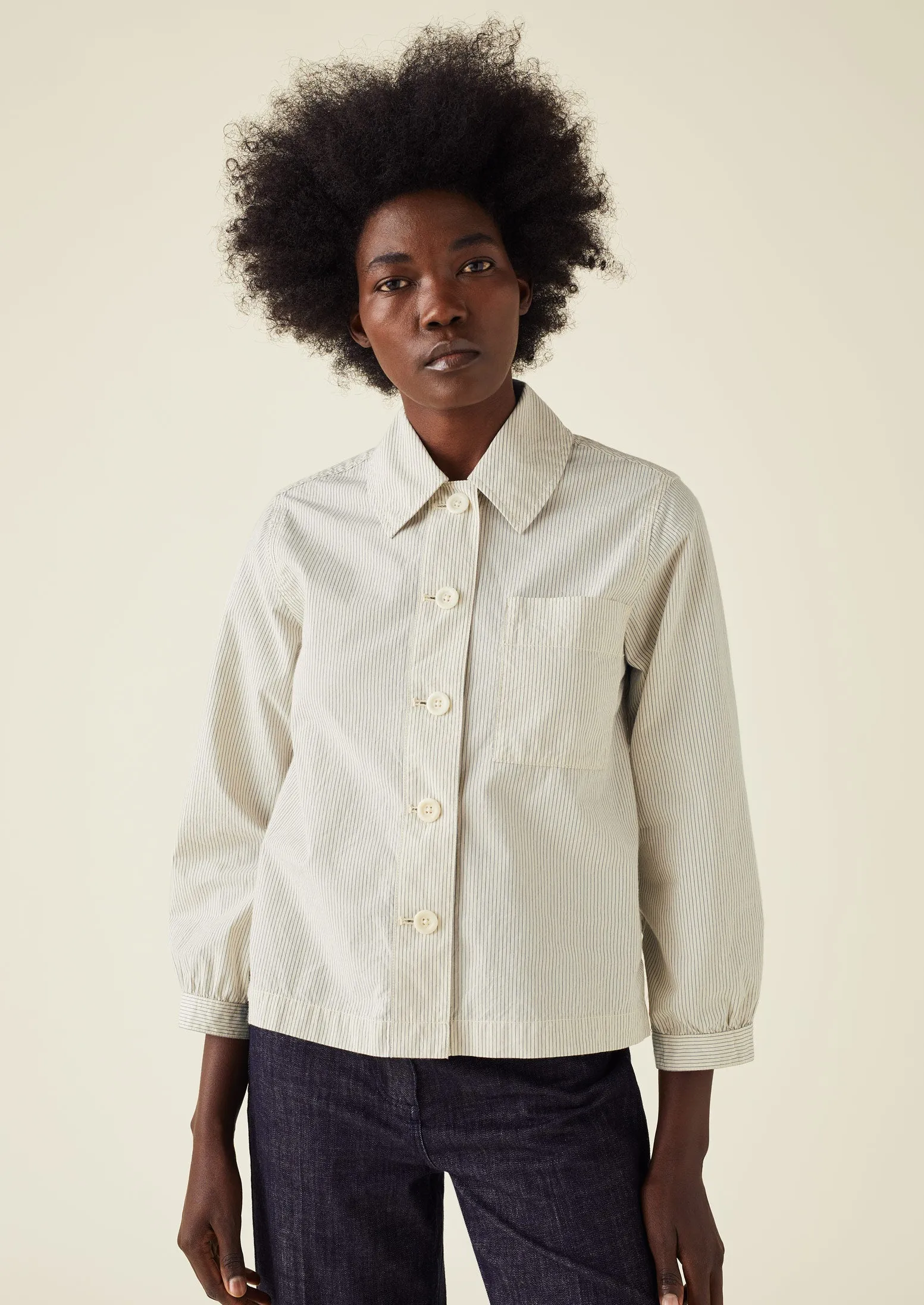 Patch Pocket Stripe Organic Cotton Shirt | Sunwashed Blue sold by TOAST product image thumbnail 3