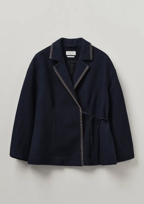 Blanket Stitch Wrap Jacket | Slate sold by TOAST