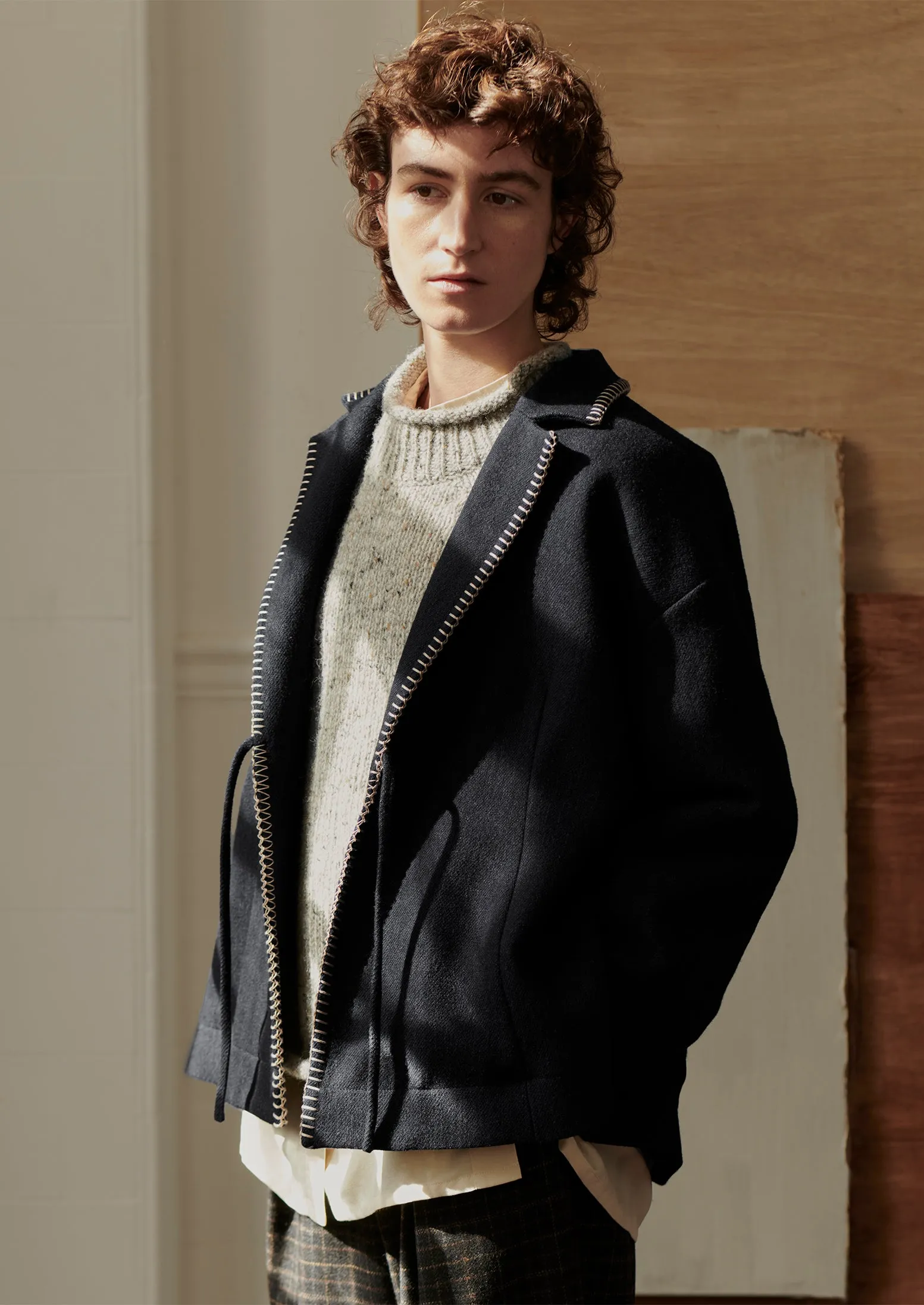 Blanket Stitch Wrap Jacket | Slate sold by TOAST product image thumbnail 3