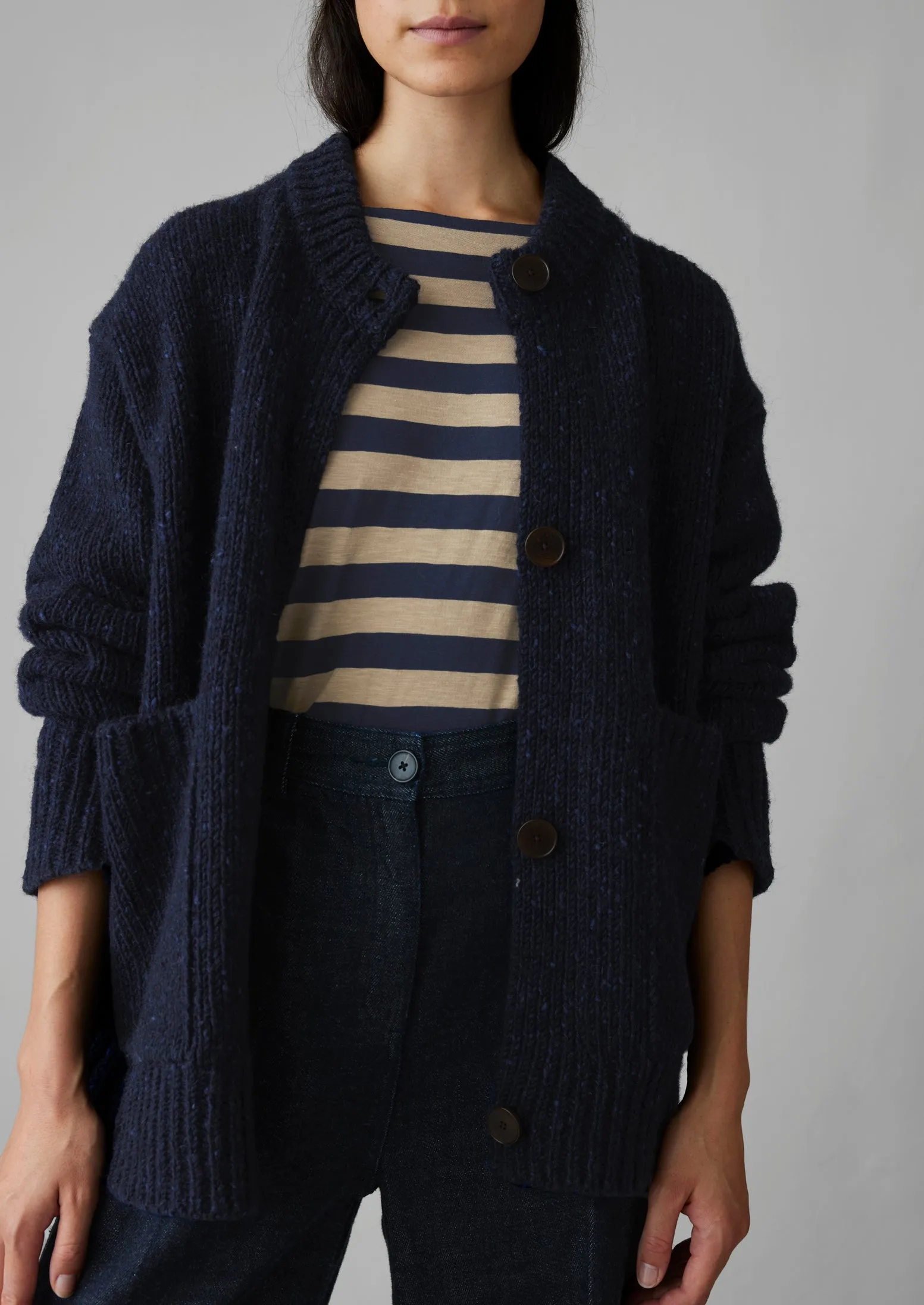 Donegal Wool Knitted Jacket | Navy sold by TOAST product image thumbnail 2