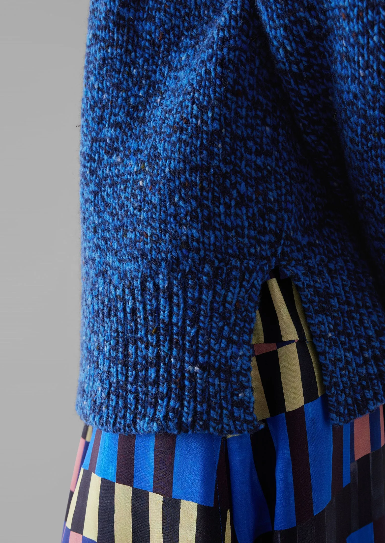 Button Shoulder Marled Donegal Wool Sweater | Blue Marl sold by TOAST product image thumbnail 4