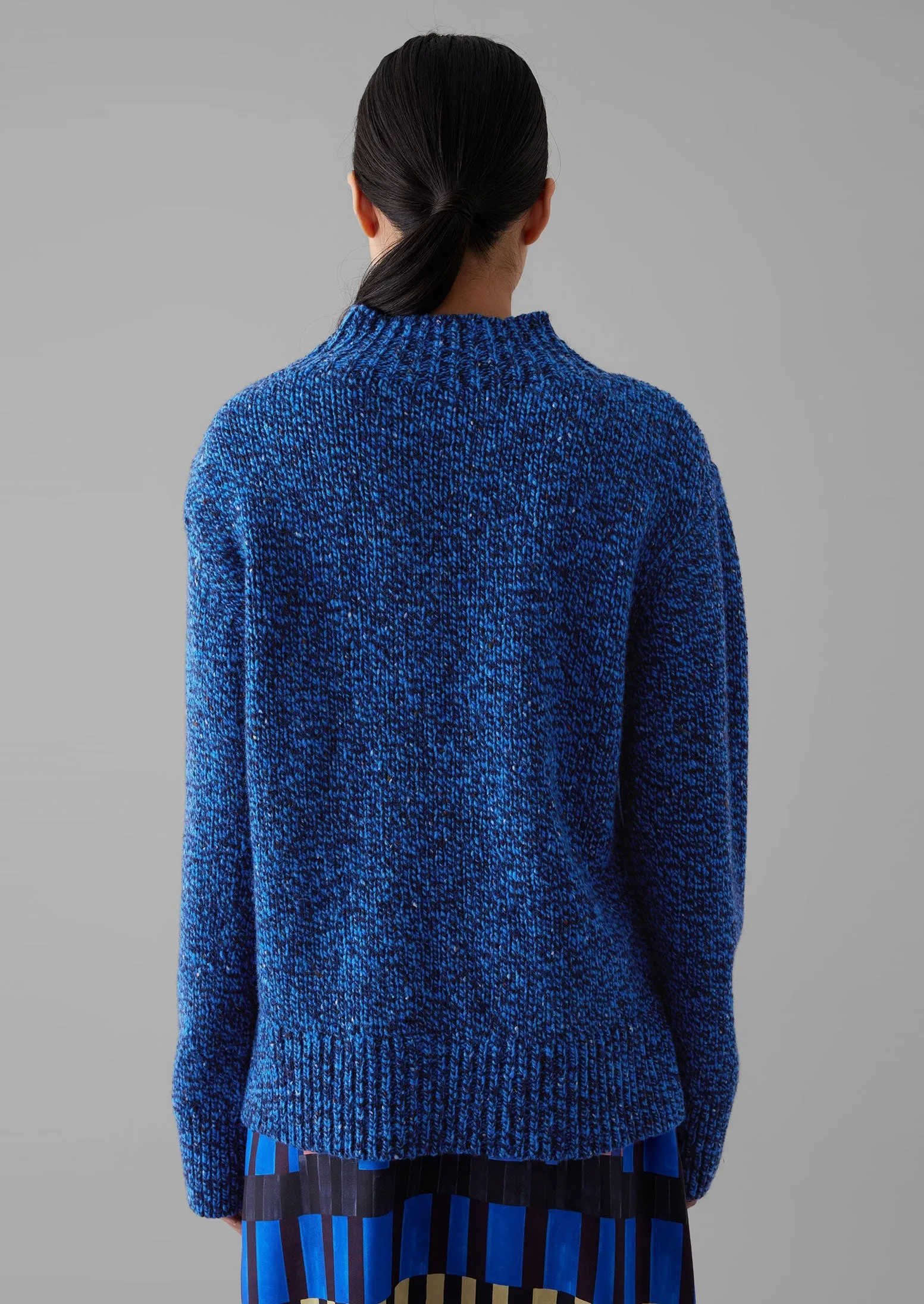 Button Shoulder Marled Donegal Wool Sweater | Blue Marl sold by TOAST product image thumbnail 5