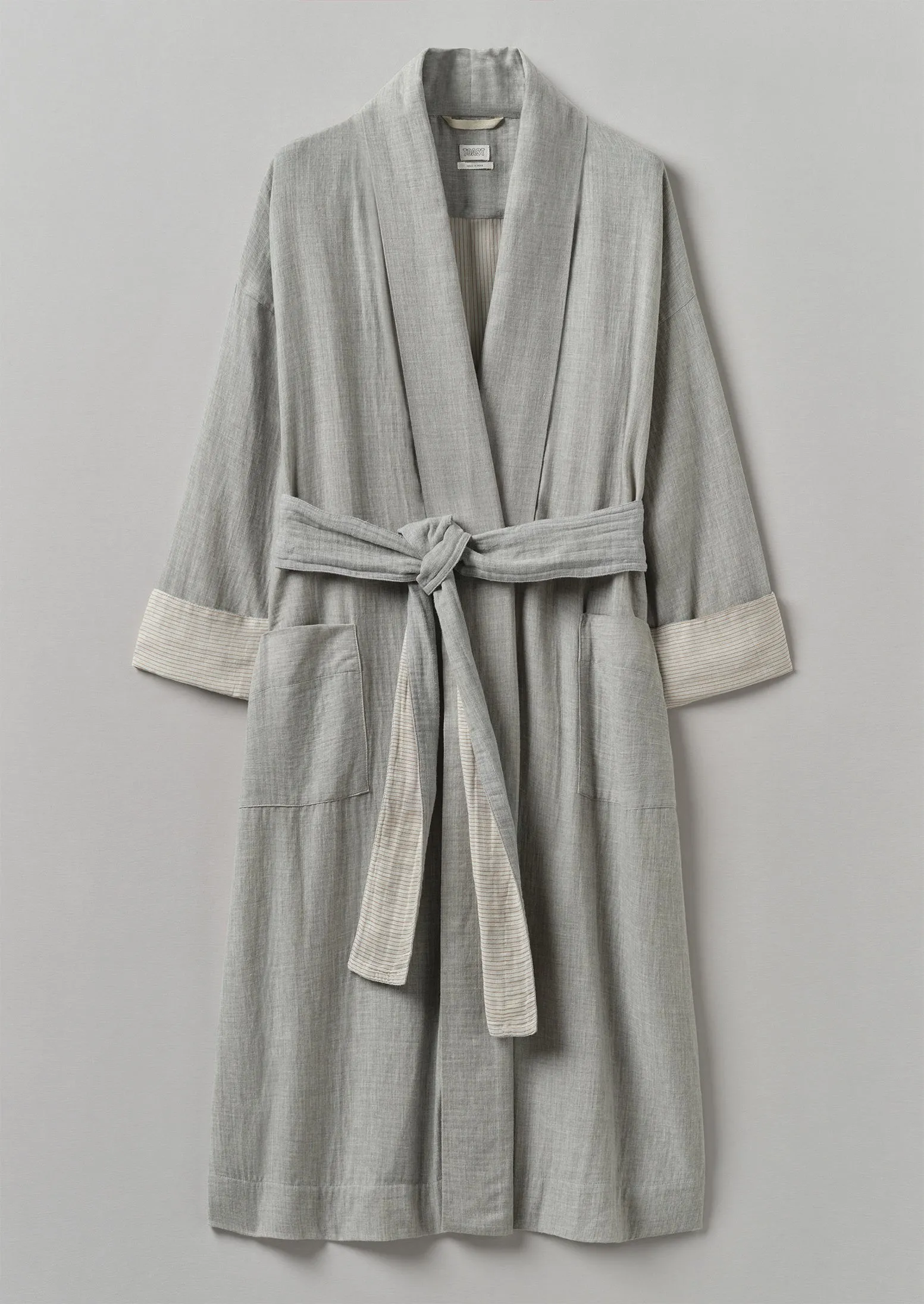 Orla Soft Double Faced Cotton Gown | Grey Melange/Soft Clay sold by TOAST