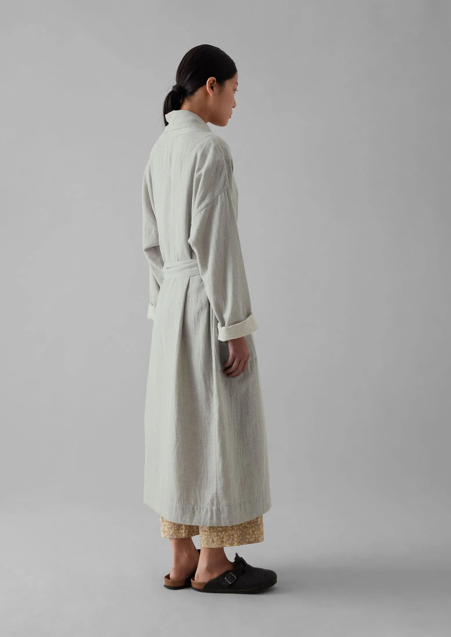Soft Double Faced Cotton Gown | Grey Melange/Soft Clay sold by TOAST product image thumbnail 5