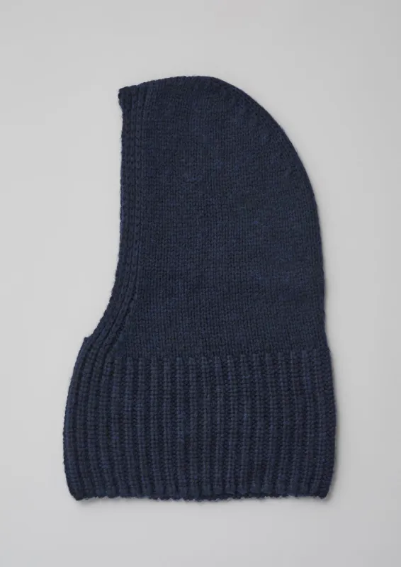 Cotton Wool Knitted Hood | Navy sold by TOAST