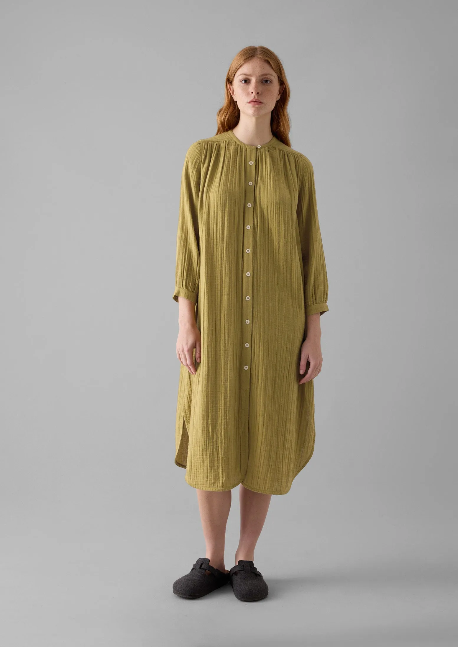 Crinkle Cotton Kaftan Nightdress | Soft Olive sold by TOAST product image thumbnail 4