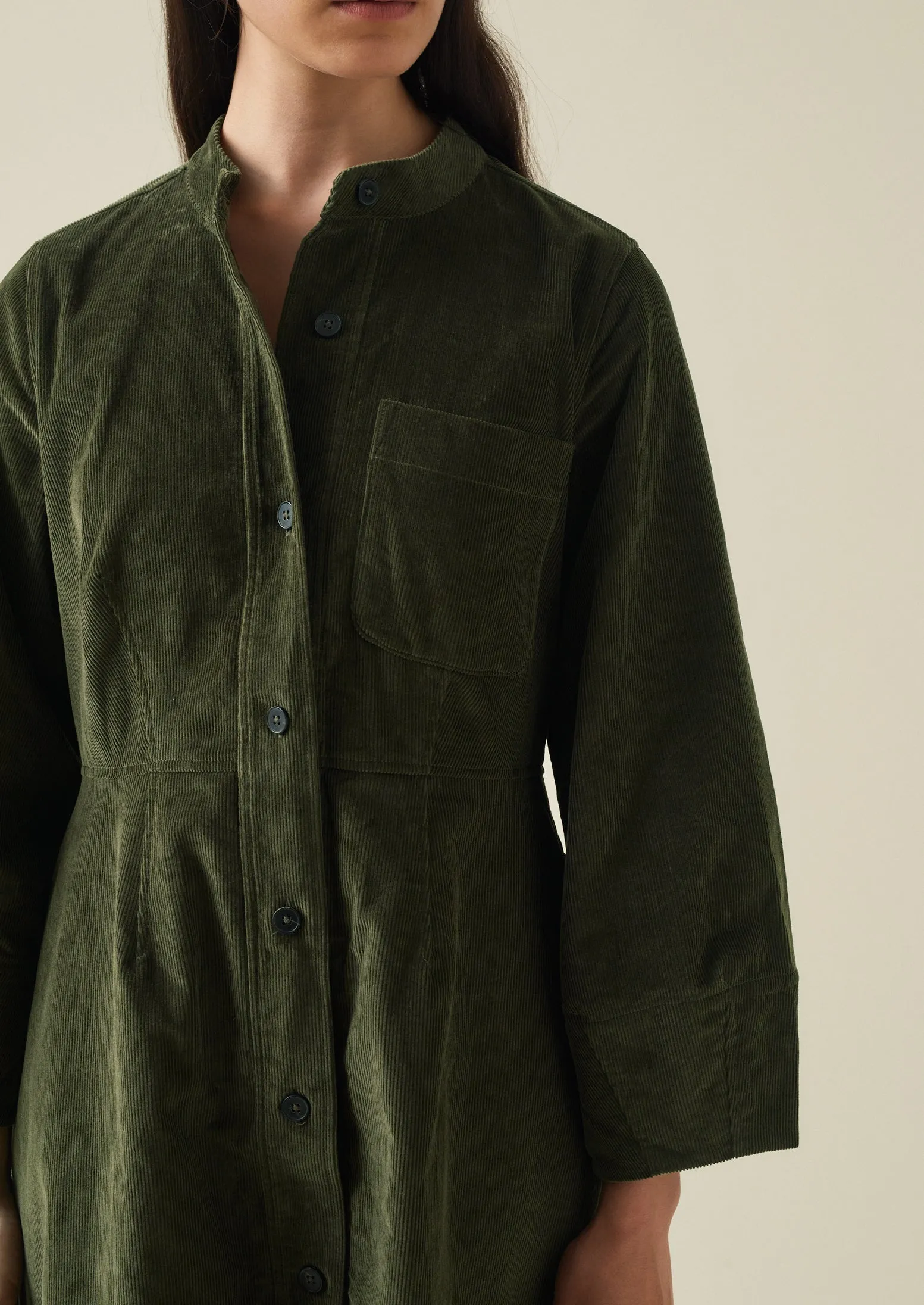 Soft Organic Cord Neat Dress | Tent Green sold by TOAST product image thumbnail 3