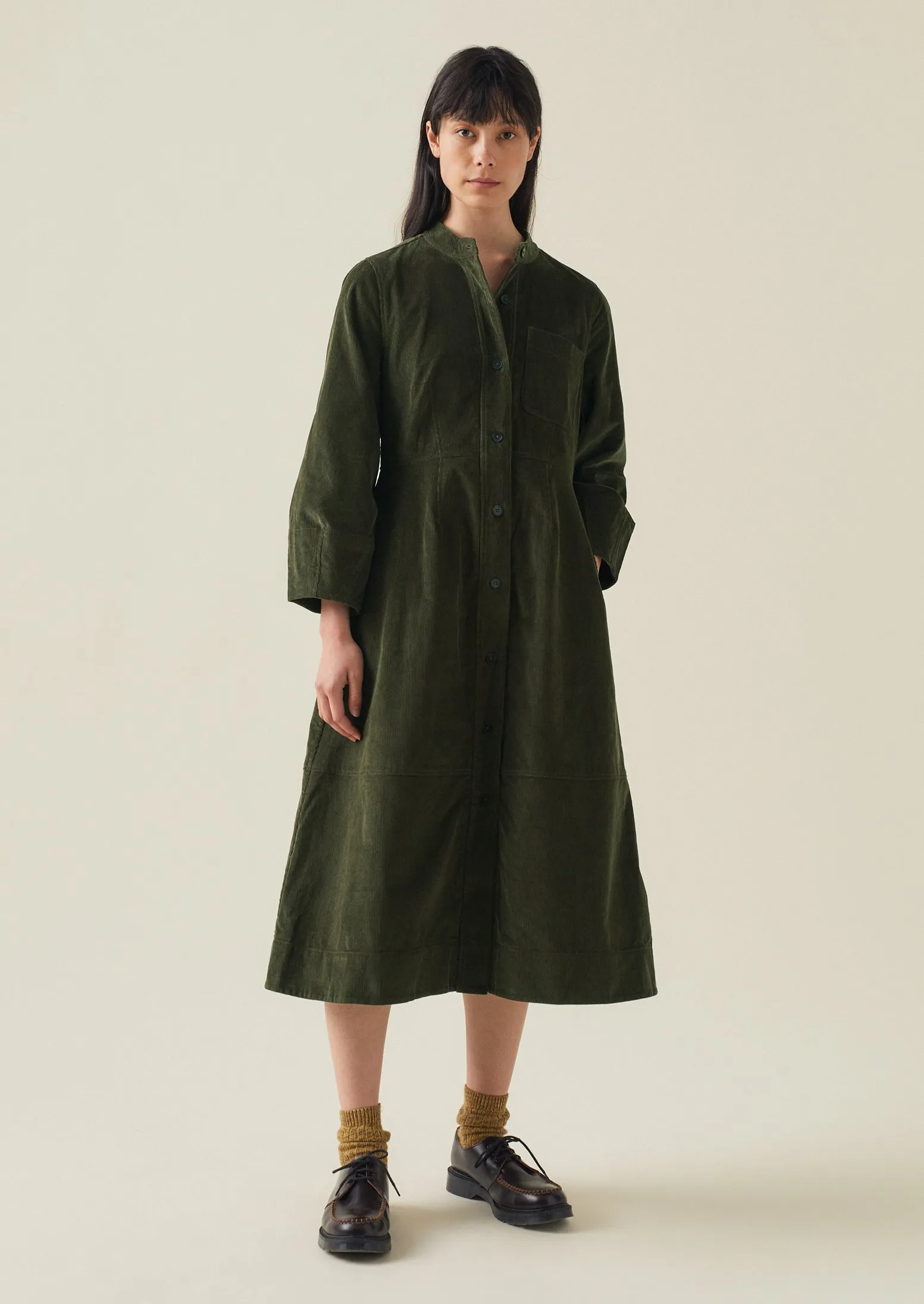 Soft Organic Cord Neat Dress | Tent Green sold by TOAST product image thumbnail 2