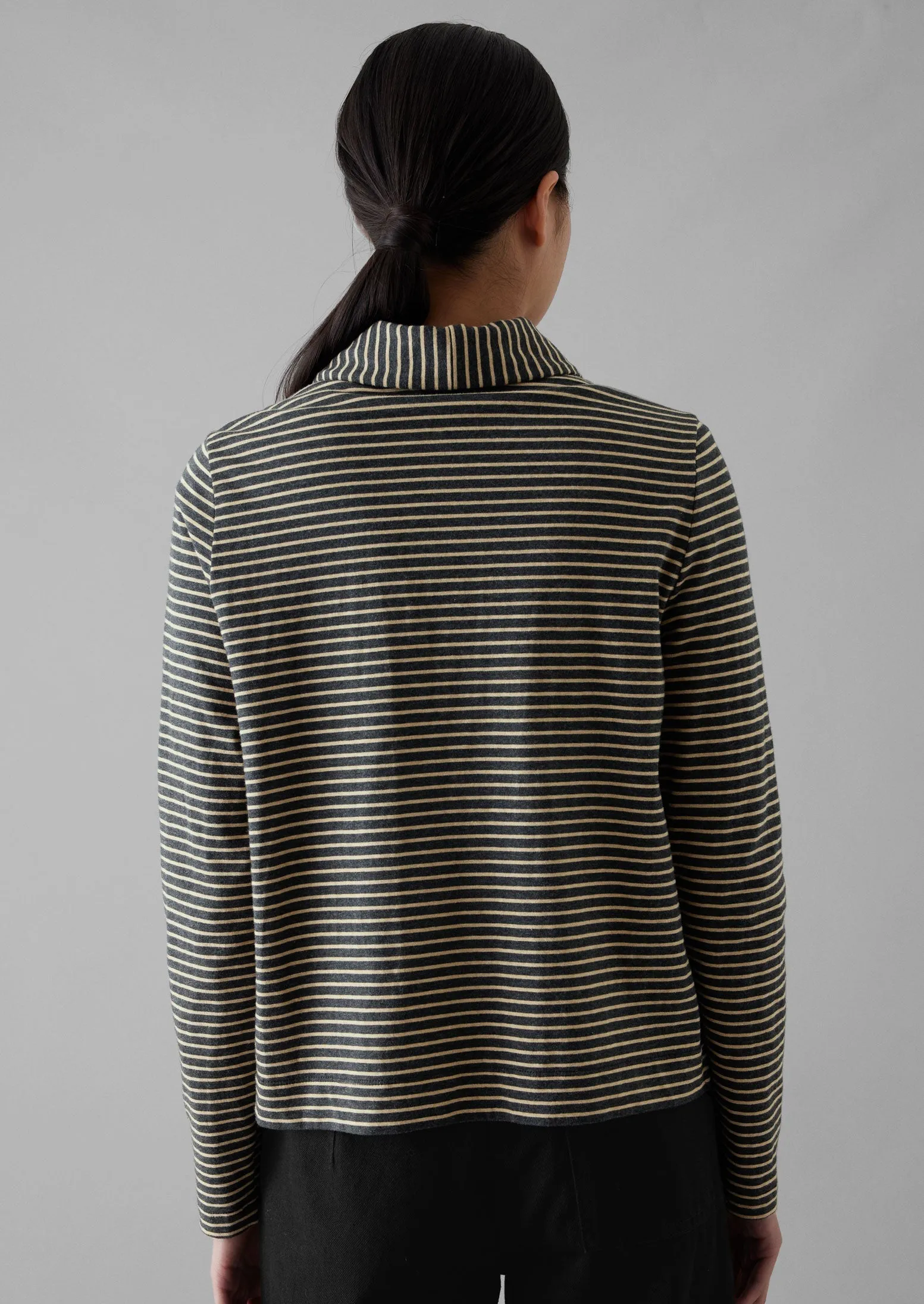 Stripe Cotton Jersey Shirt | Grey/Sand sold by TOAST product image thumbnail 5