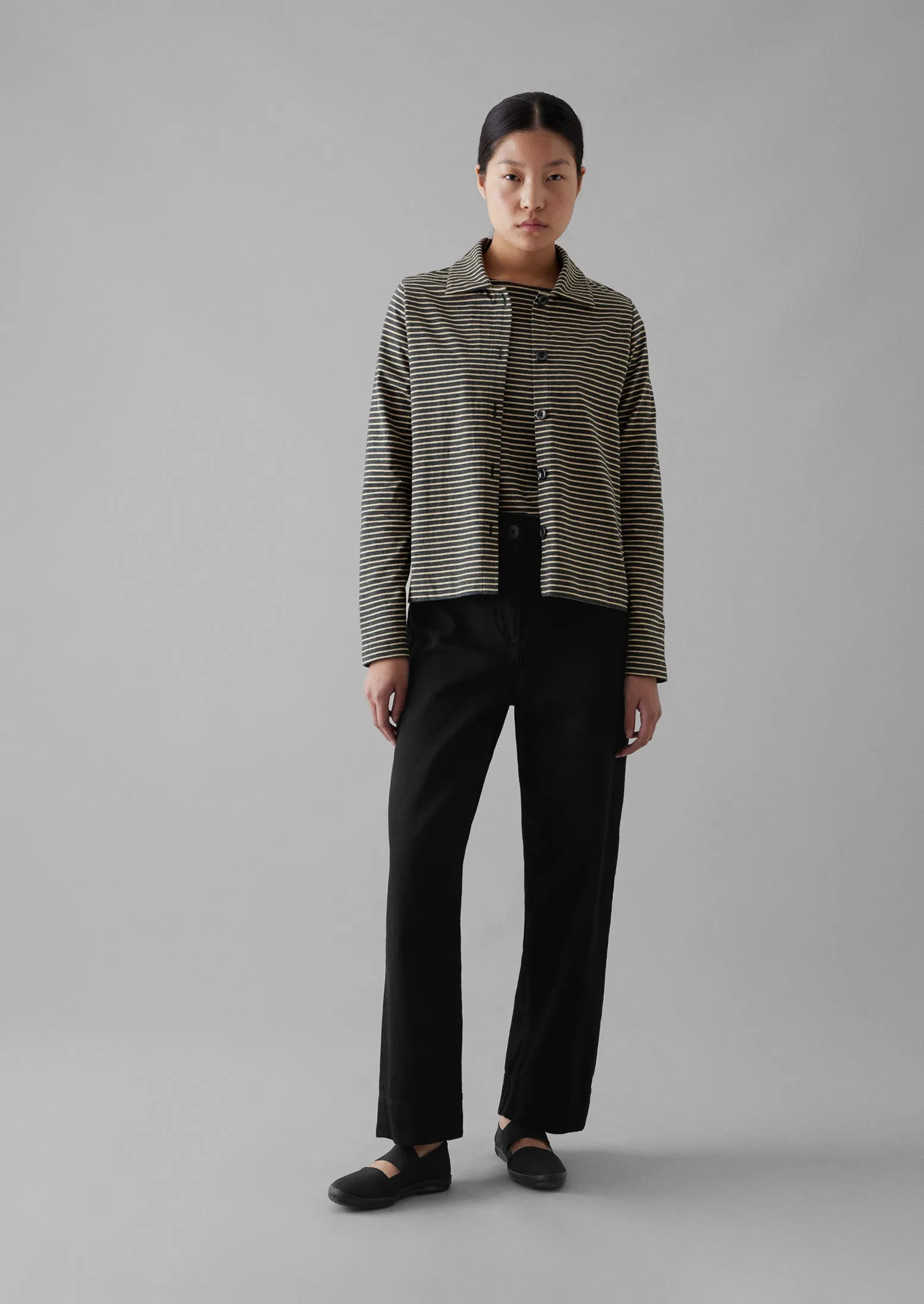 Stripe Cotton Jersey Shirt | Grey/Sand sold by TOAST product image thumbnail 3