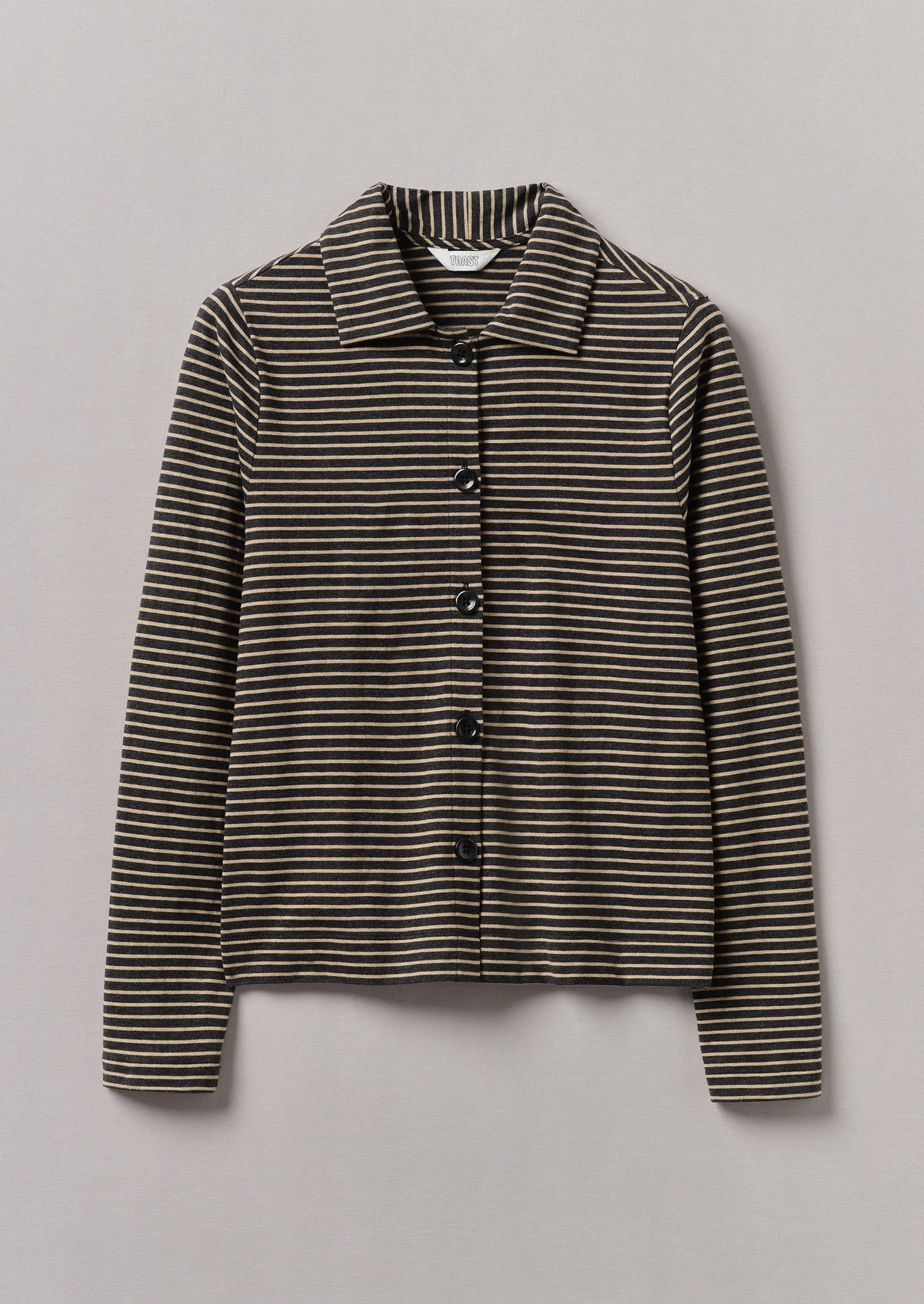 Stripe Cotton Jersey Shirt | Grey/Sand sold by TOAST