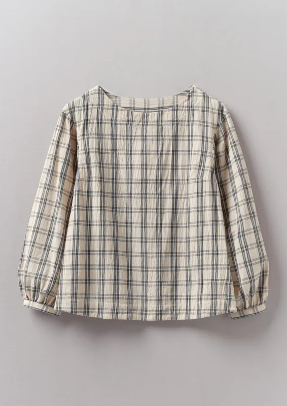 Iku Check Cotton Smock | Sand sold by TOAST