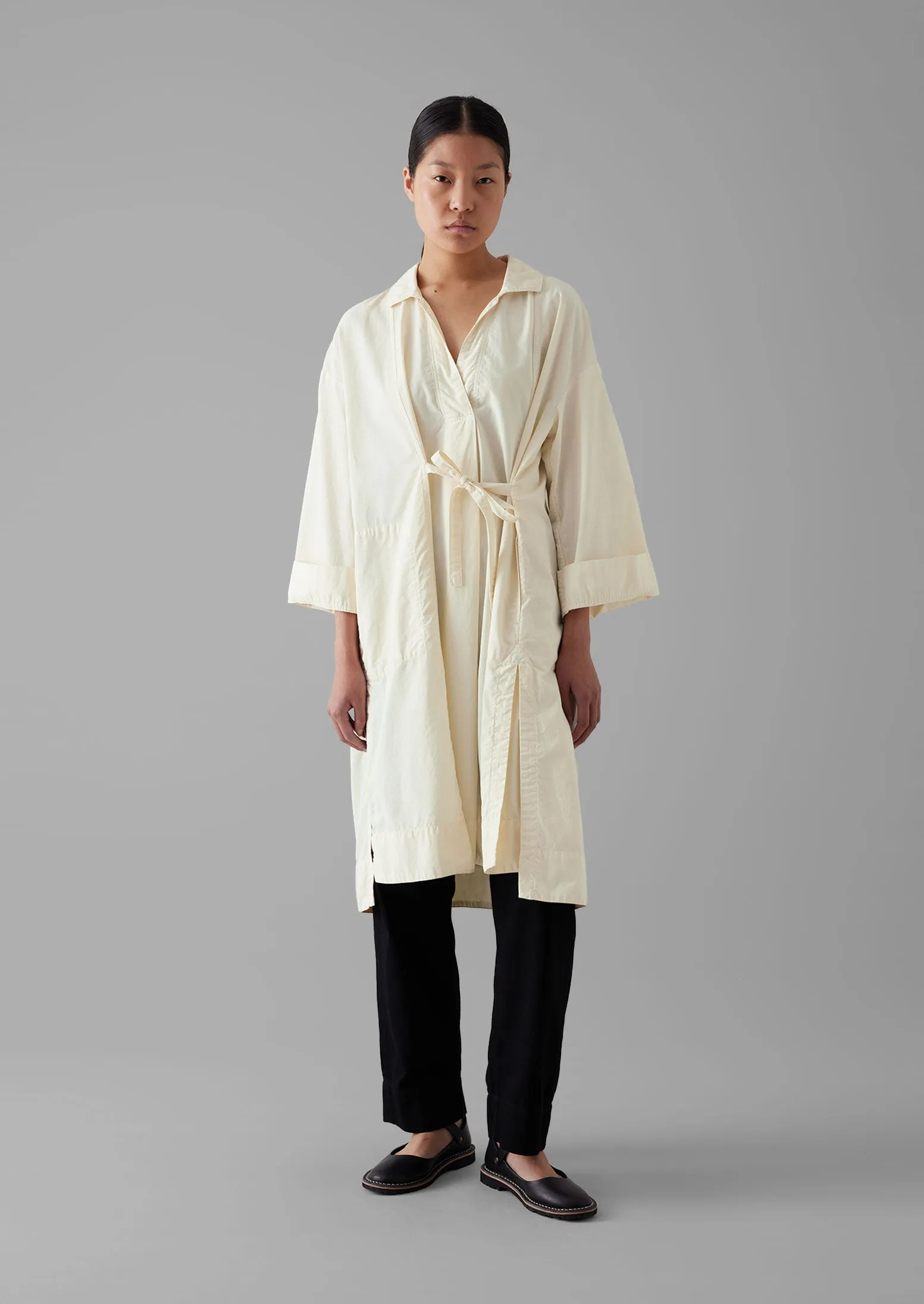 Textured Cotton Poplin Wrap Shirt | Ecru sold by TOAST product image thumbnail 3