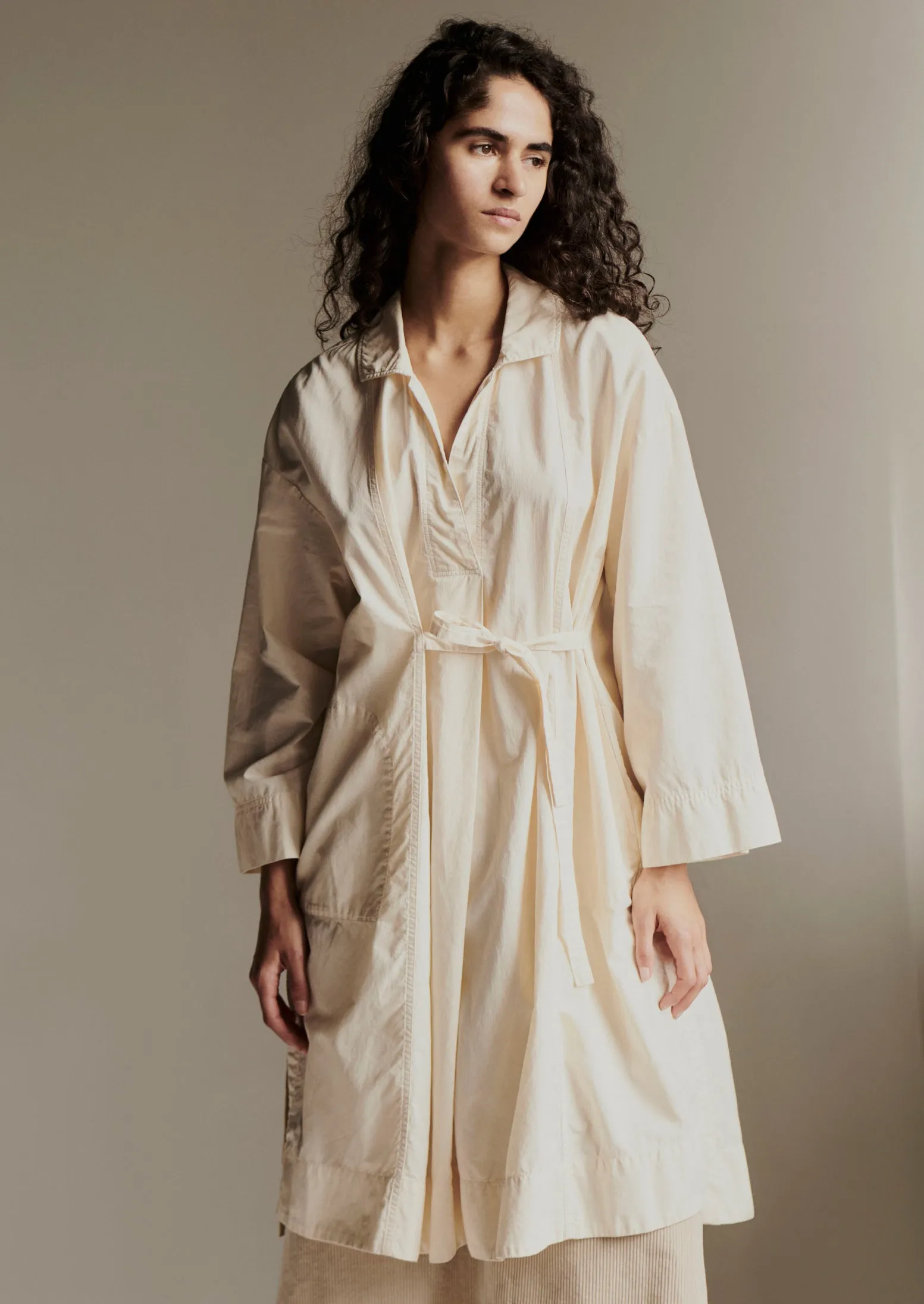 Textured Cotton Poplin Wrap Shirt | Ecru sold by TOAST product image thumbnail 2