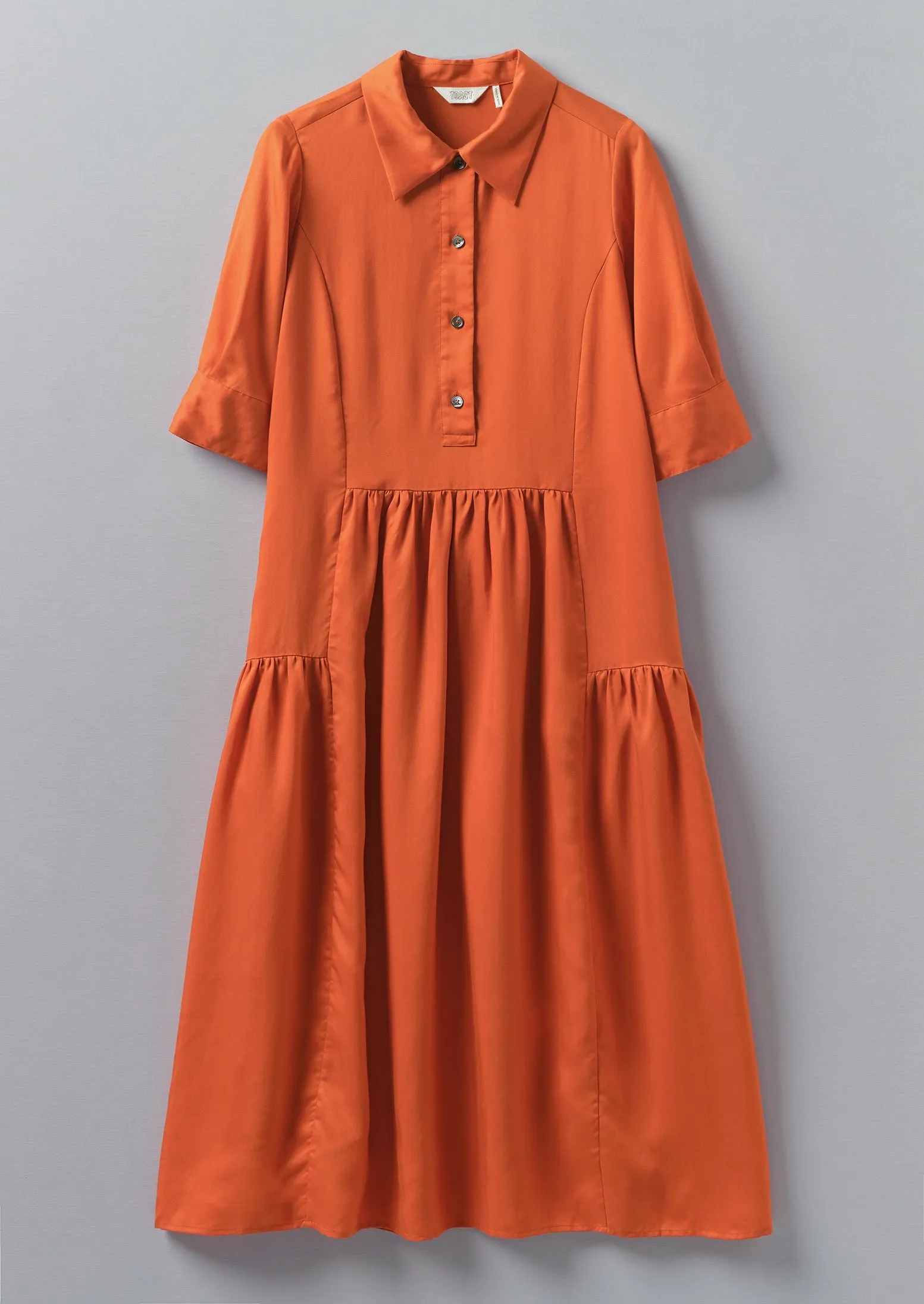 Tiered Twill Shirt Dress | Nasturtium sold by TOAST