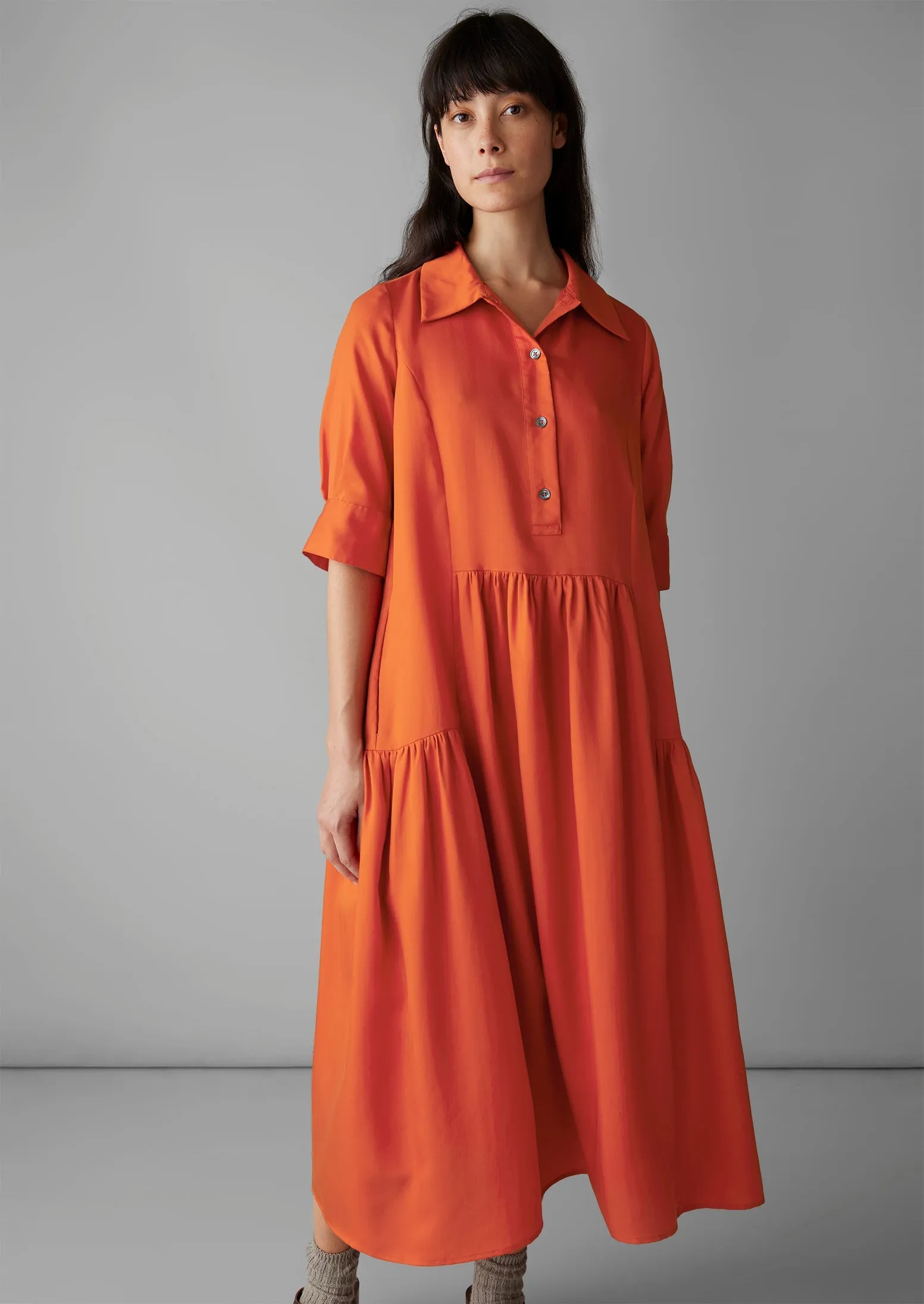 Tiered Twill Shirt Dress | Nasturtium sold by TOAST product image thumbnail 5