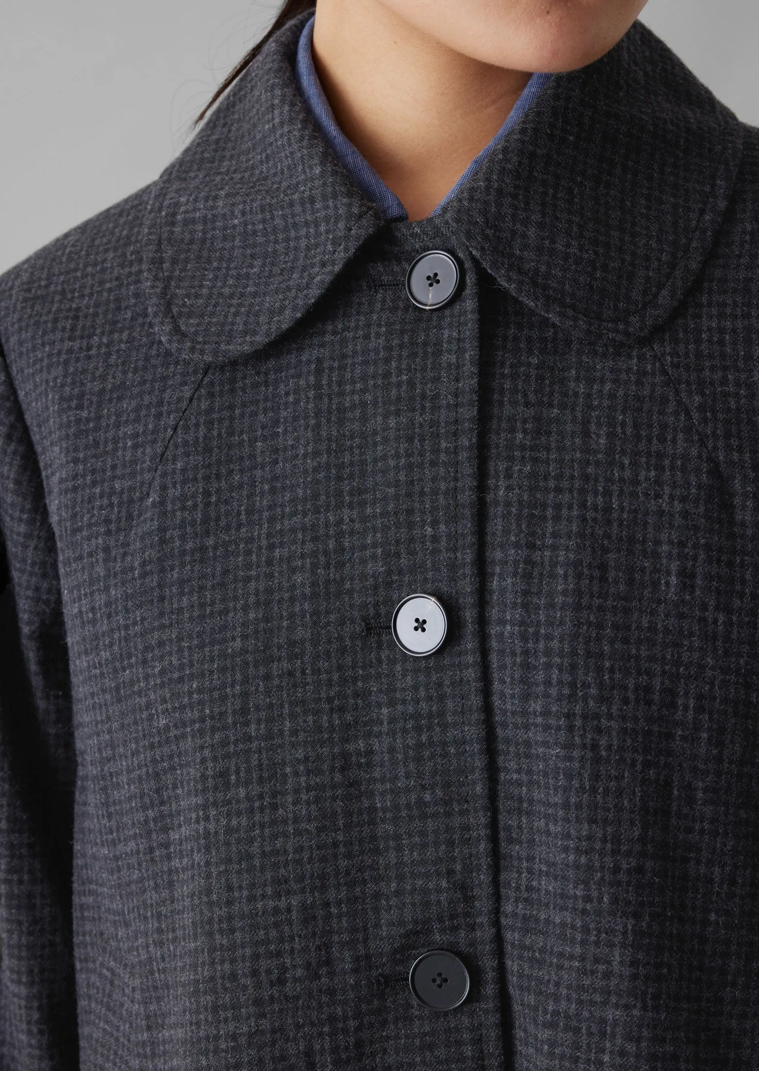 Seersucker Check Round Collar Jacket | Black Indigo sold by TOAST product image thumbnail 3