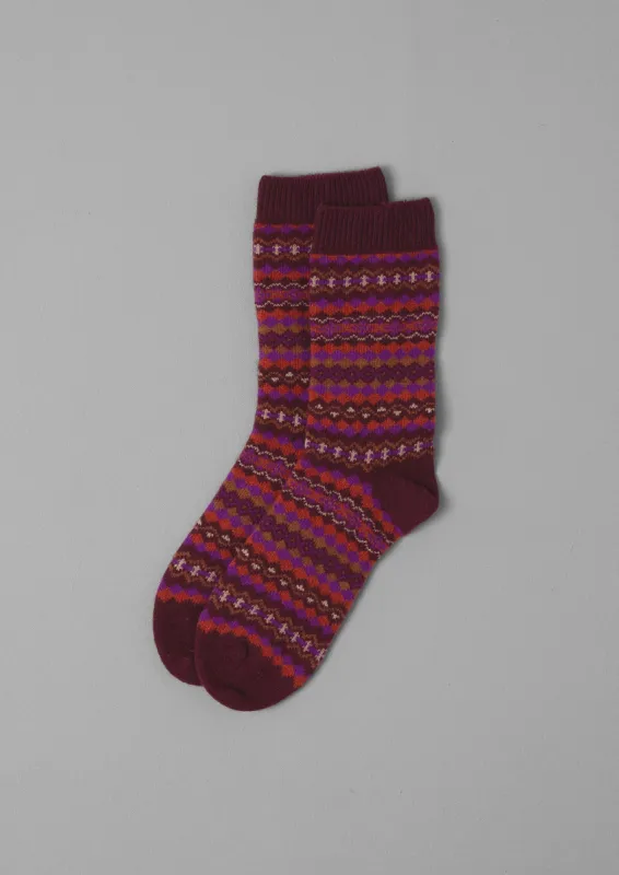 Fair Isle Wool Socks | Plum Multi sold by TOAST