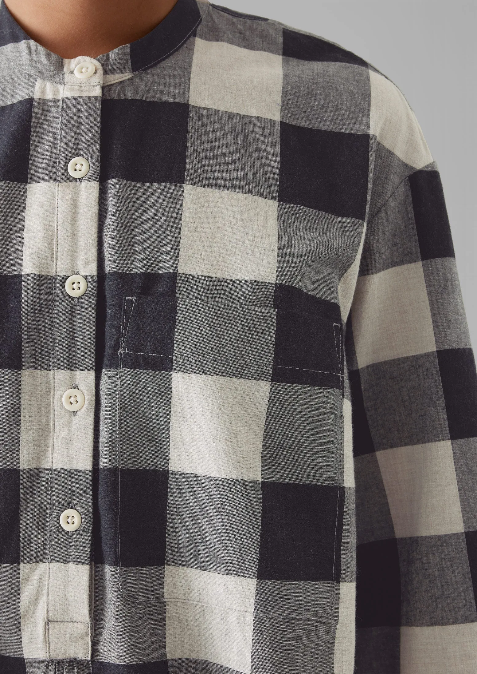 Macro Gingham Cotton Cashmere Shirt | Onyx/Ecru sold by TOAST product image thumbnail 3