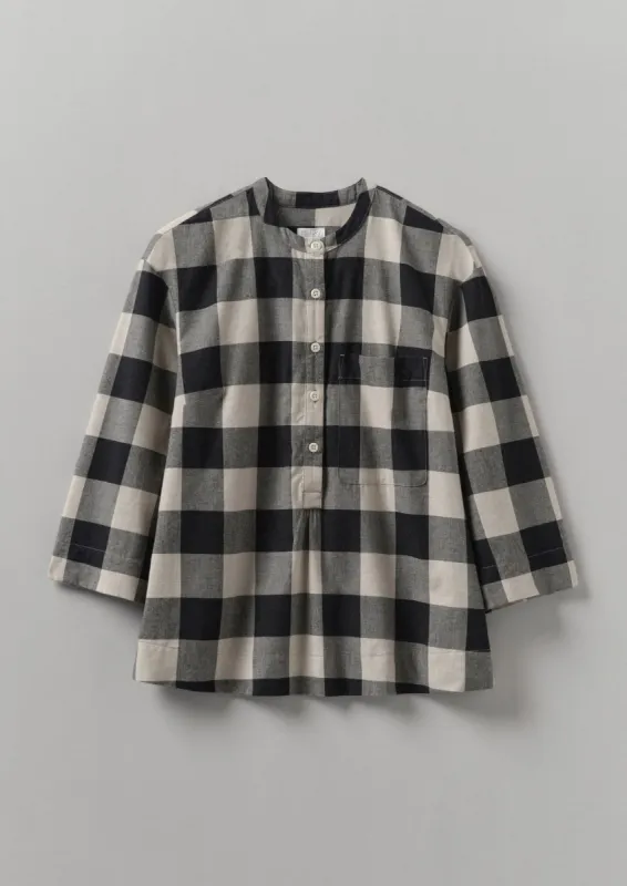 Macro Gingham Cotton Cashmere Shirt | Onyx/Ecru sold by TOAST