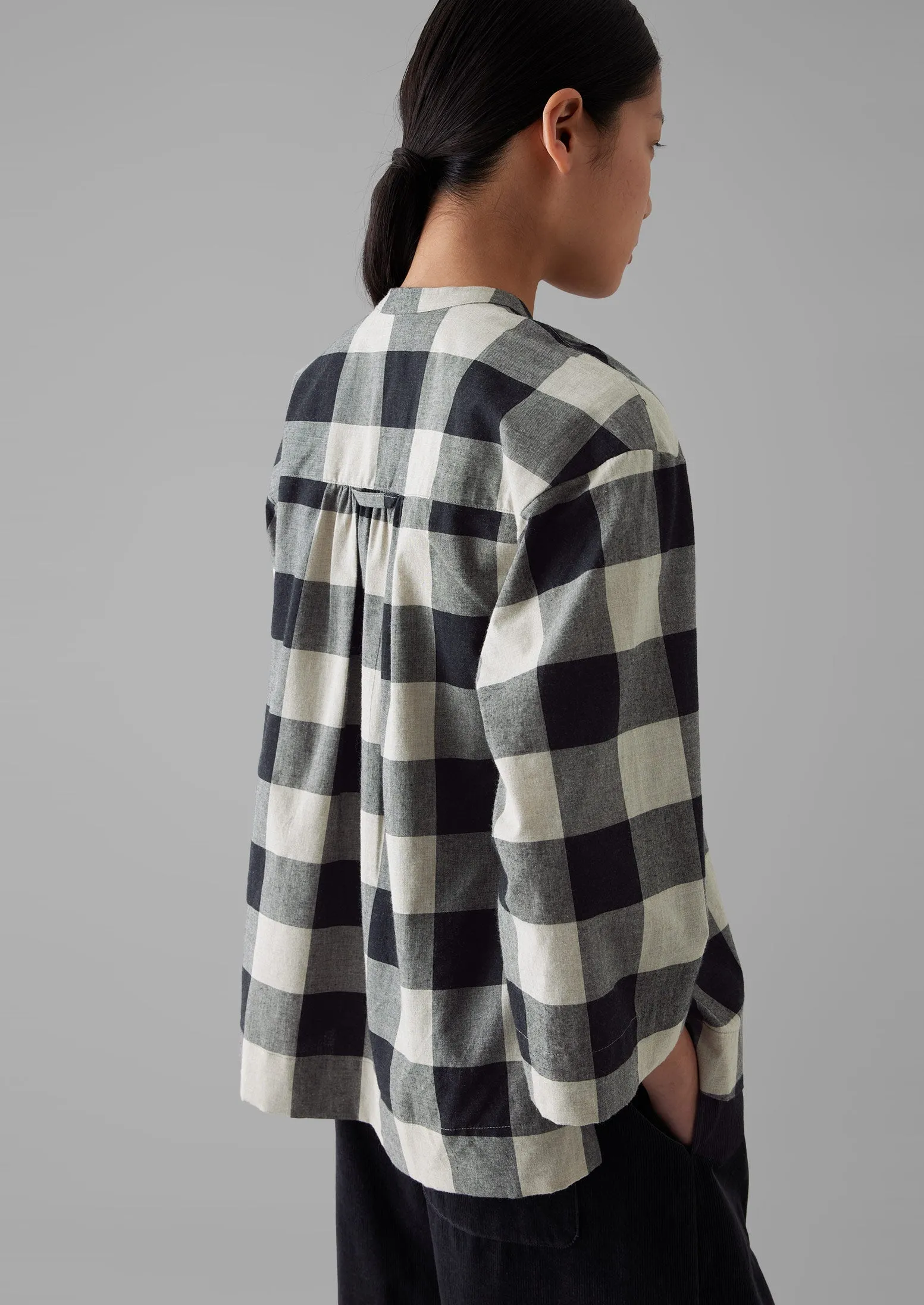 Macro Gingham Cotton Cashmere Shirt | Onyx/Ecru sold by TOAST product image thumbnail 2