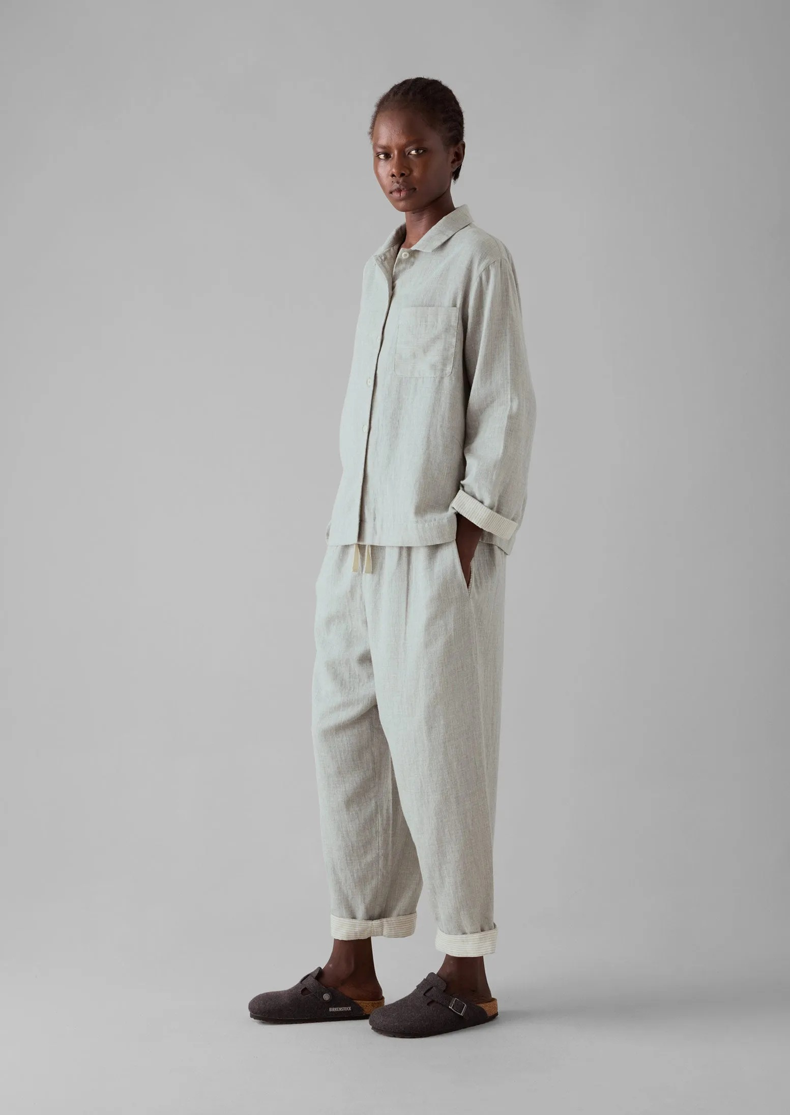 Orla Soft Double Faced Cotton Pyjamas | Grey Melange/Soft Clay sold by TOAST product image thumbnail 2