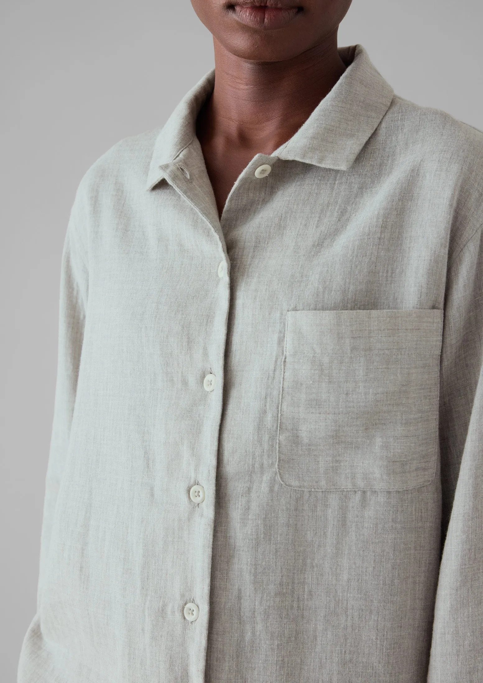 Soft Double Faced Cotton Pyjamas | Grey Melange/Soft Clay sold by TOAST product image thumbnail 3