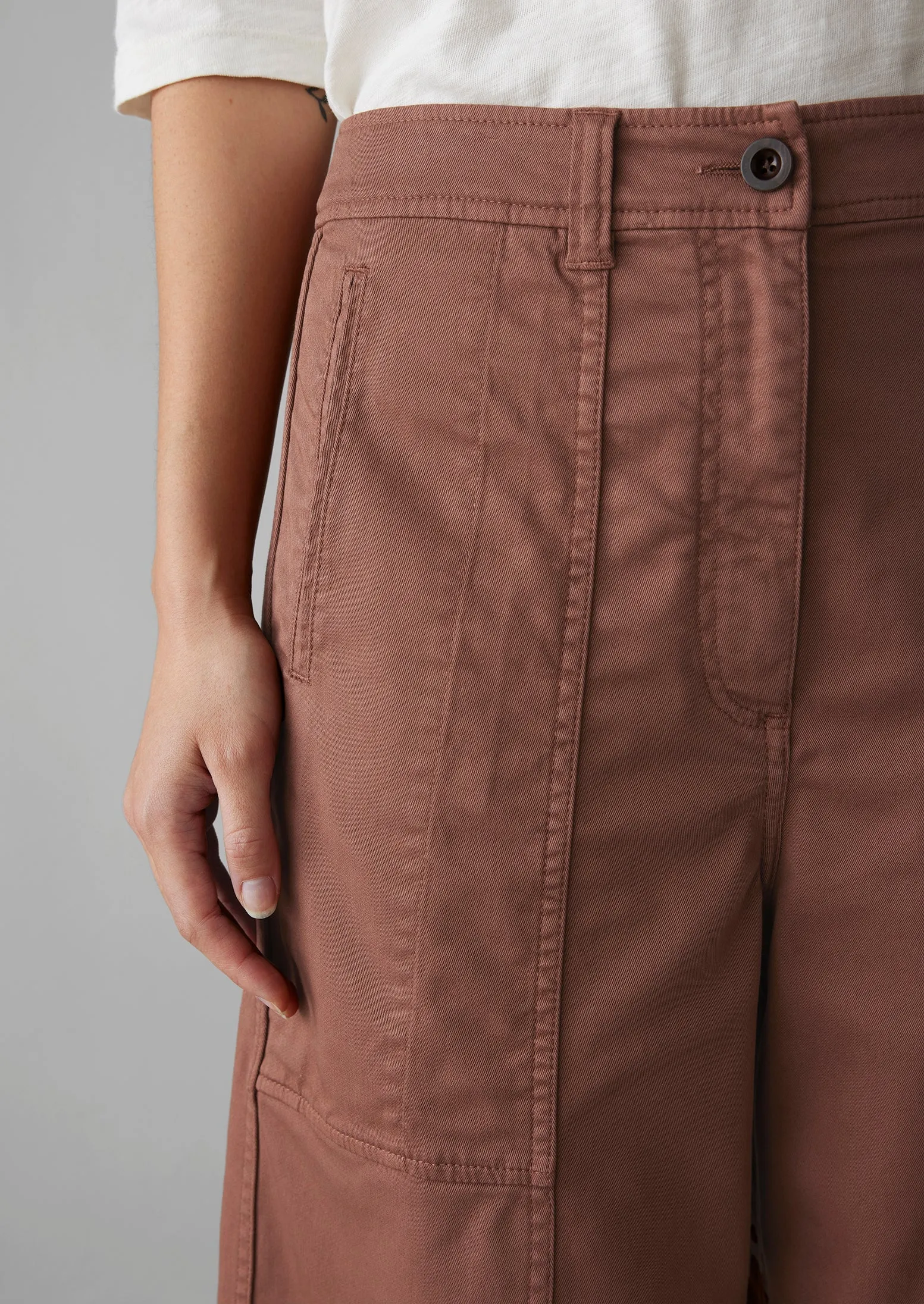 Panelled Cotton Twill Trousers | Dusty Pink sold by TOAST product image thumbnail 5