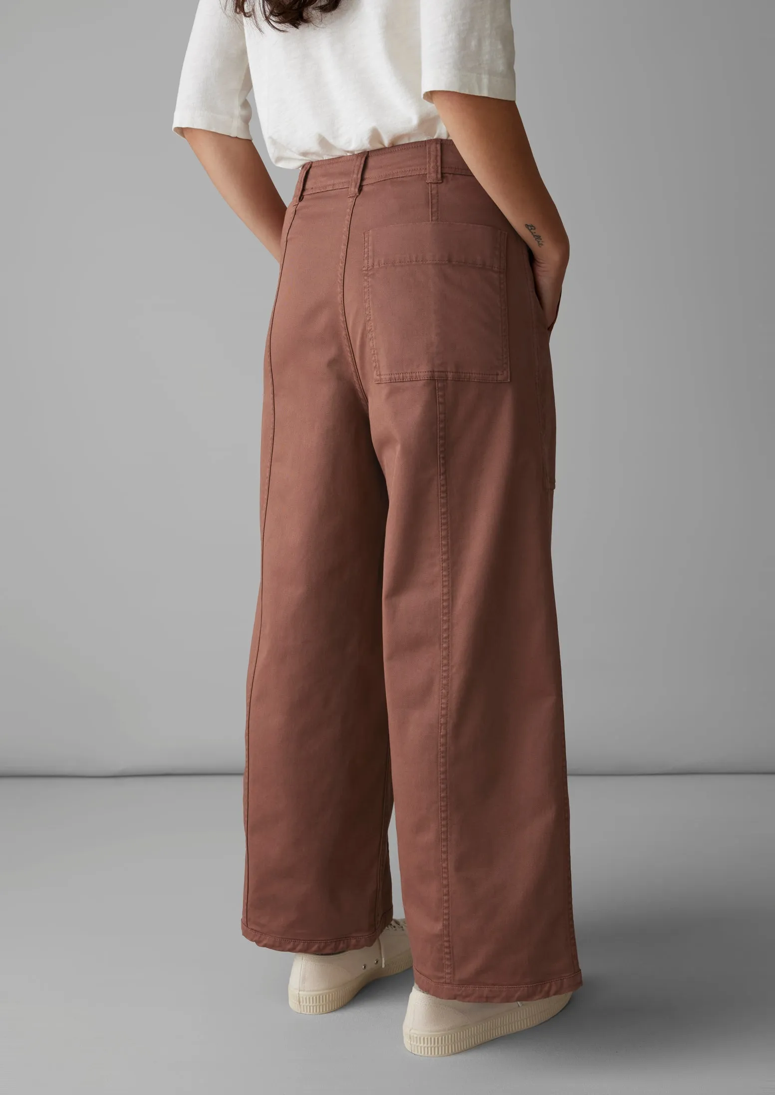 Panelled Cotton Twill Trousers | Dusty Pink sold by TOAST product image thumbnail 2