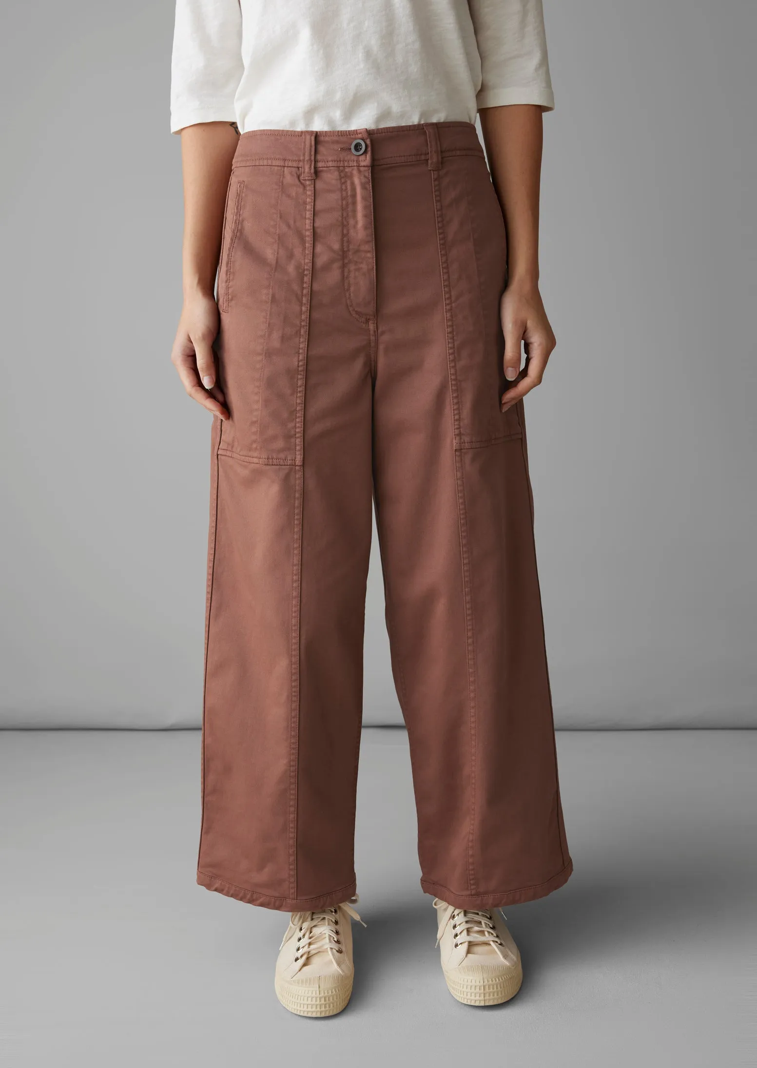 Panelled Cotton Twill Trousers | Dusty Pink sold by TOAST product image thumbnail 3
