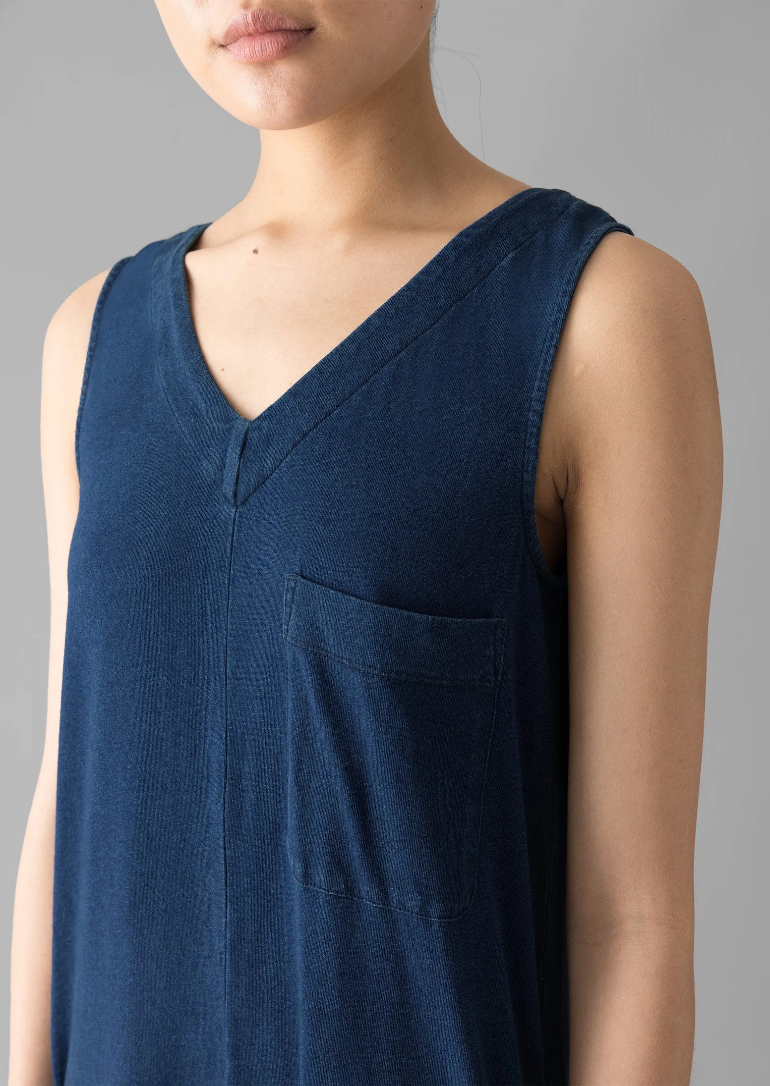 V-Neck Organic Cotton Jersey Jumpsuit | Washed Indigo sold by TOAST product image thumbnail 3