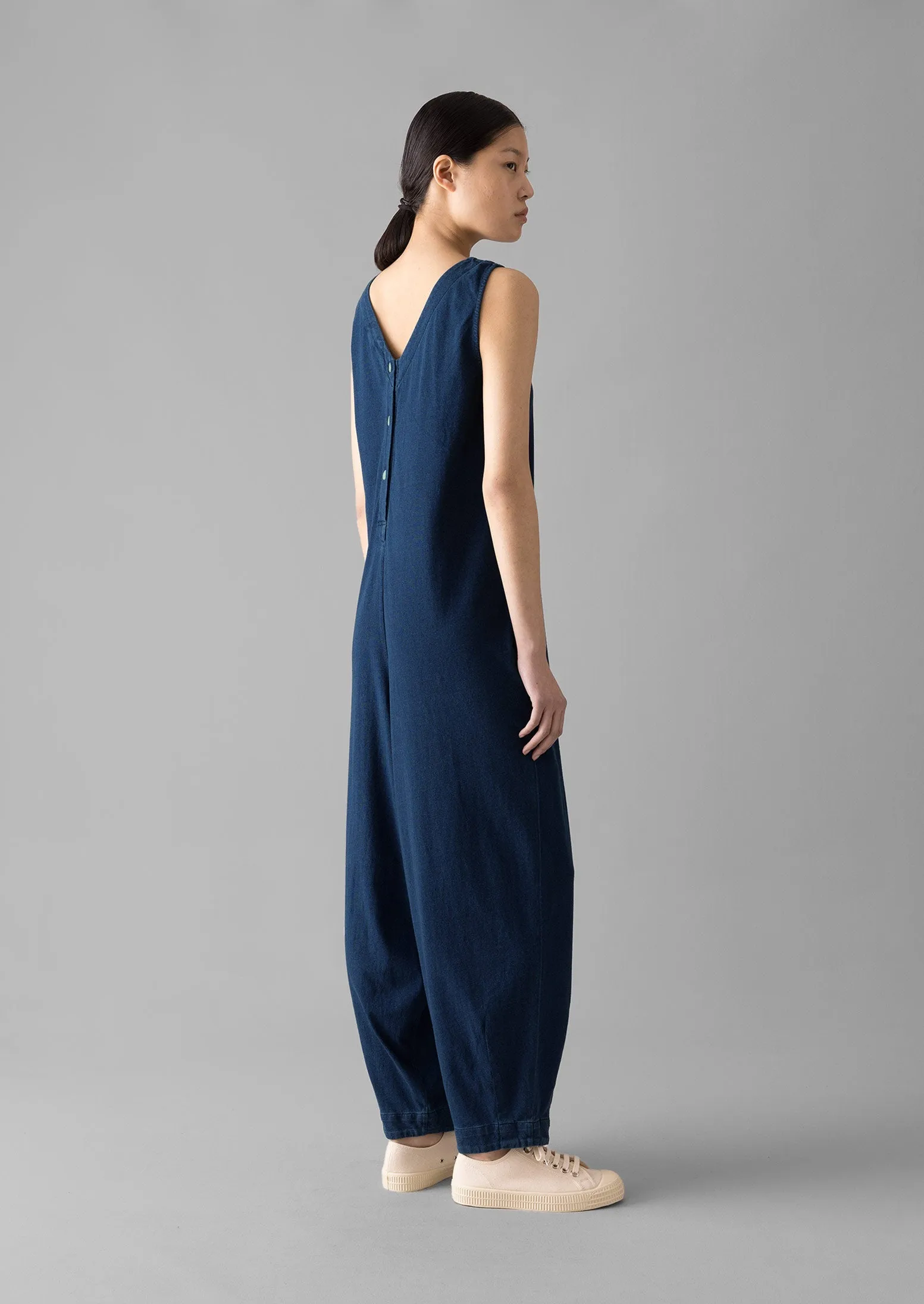 V-Neck Organic Cotton Jersey Jumpsuit | Washed Indigo sold by TOAST product image thumbnail 4