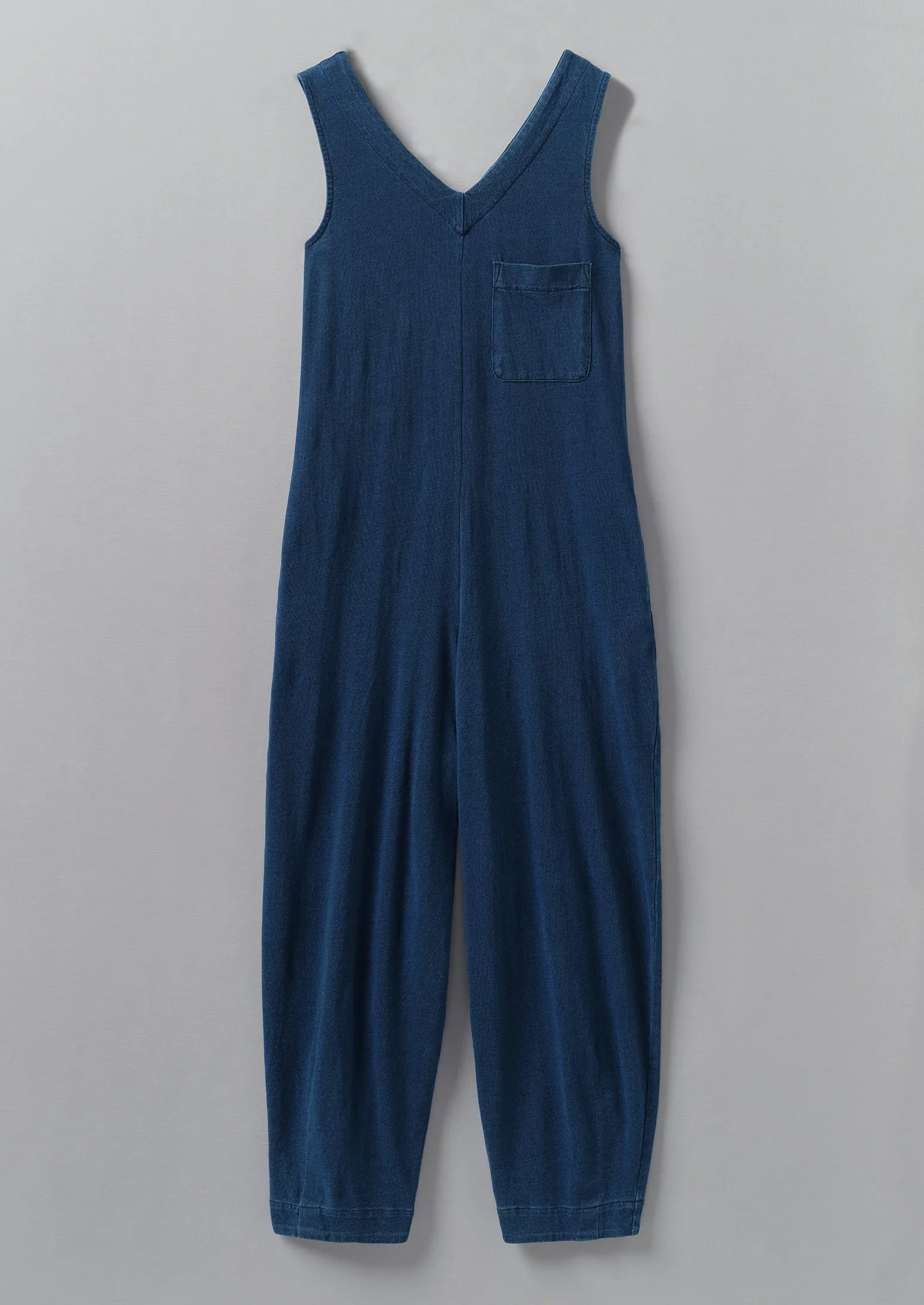 V-Neck Organic Cotton Jersey Jumpsuit | Washed Indigo sold by TOAST