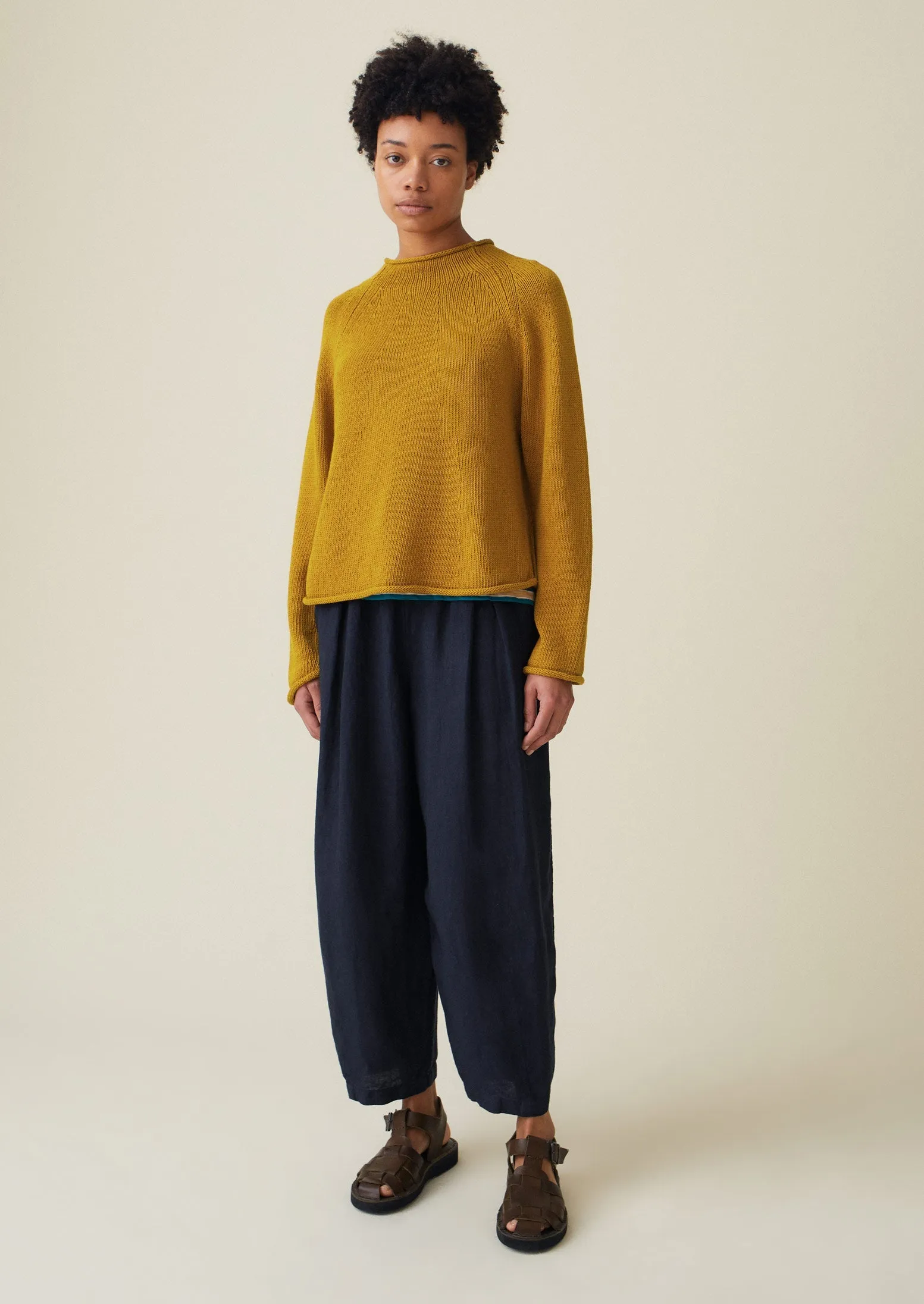 Garment Dyed Linen Balloon Trousers | Midnight sold by TOAST product image thumbnail 2