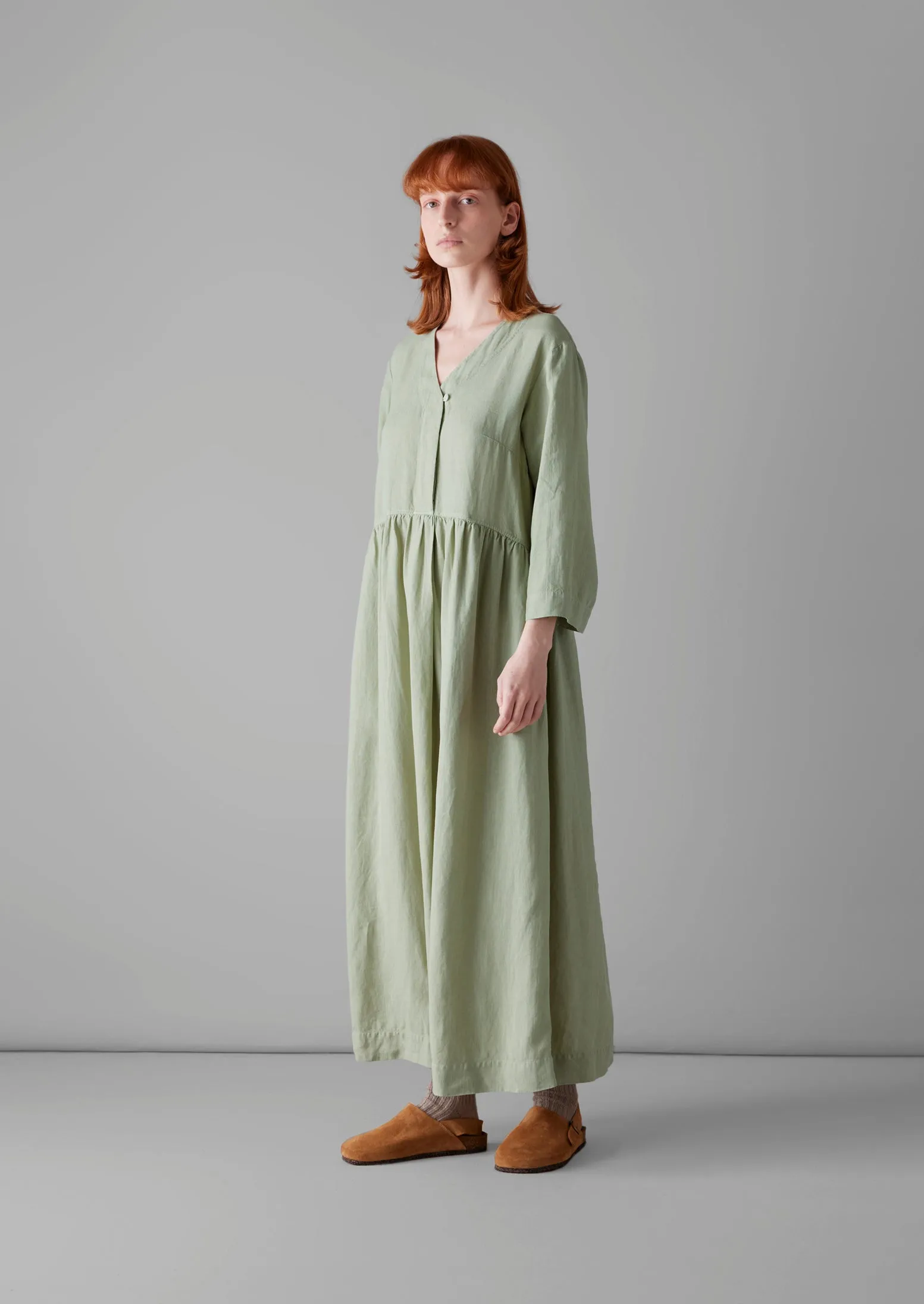 V-Neck Garment Dyed Linen Dress | Mist Blue sold by TOAST product image thumbnail 2