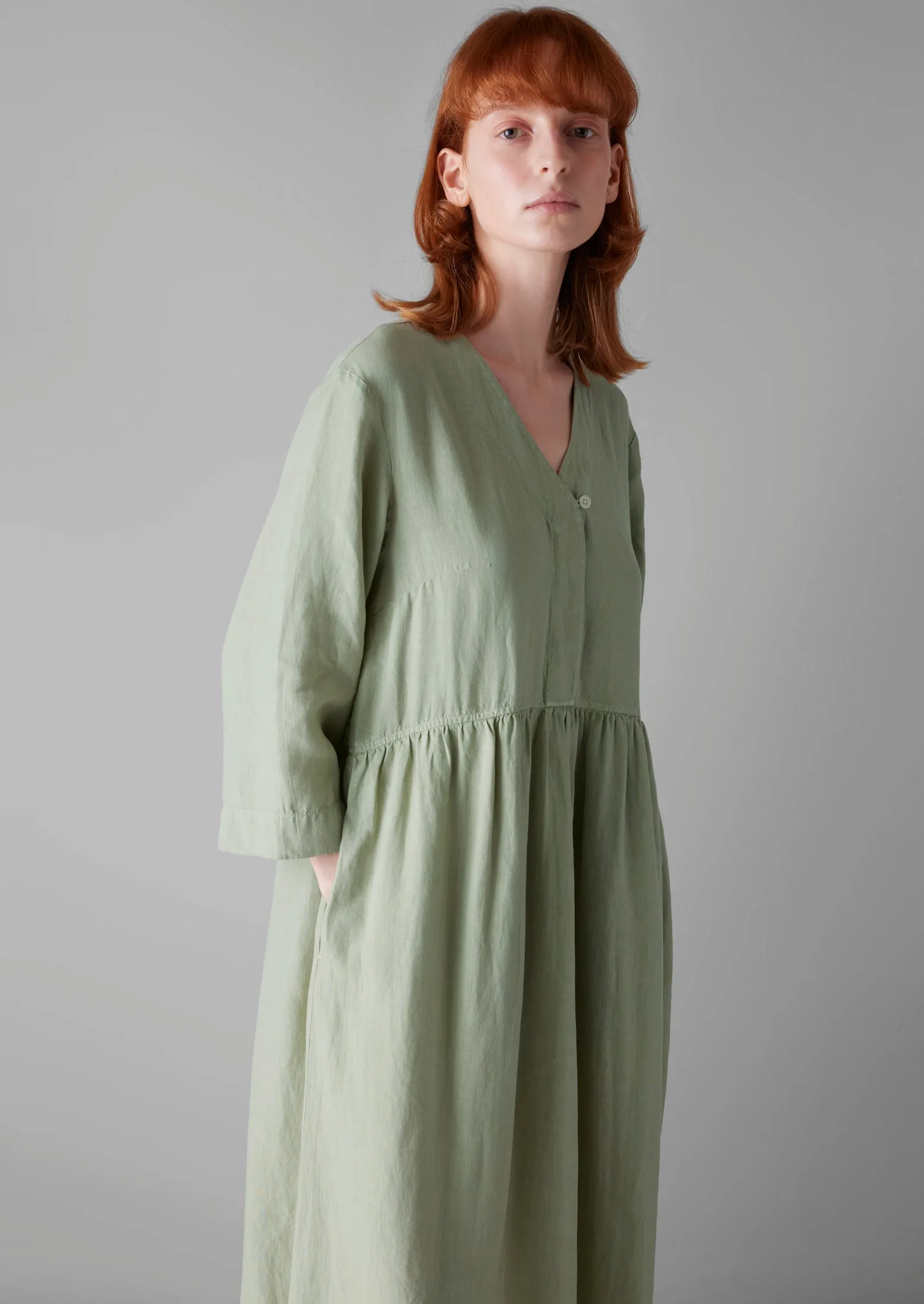V-Neck Garment Dyed Linen Dress | Mist Blue sold by TOAST product image thumbnail 3