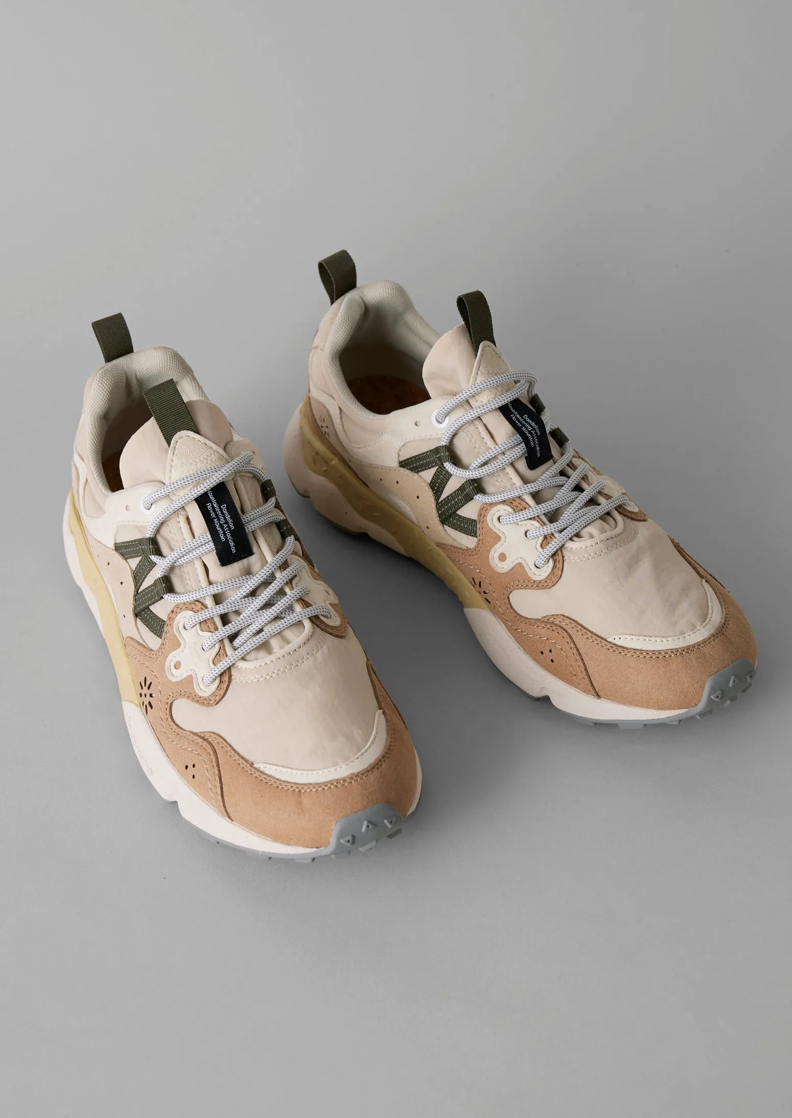 Flower Mountain Yamano Kaiso Panelled Trainers | Ecru/Beige sold by TOAST
