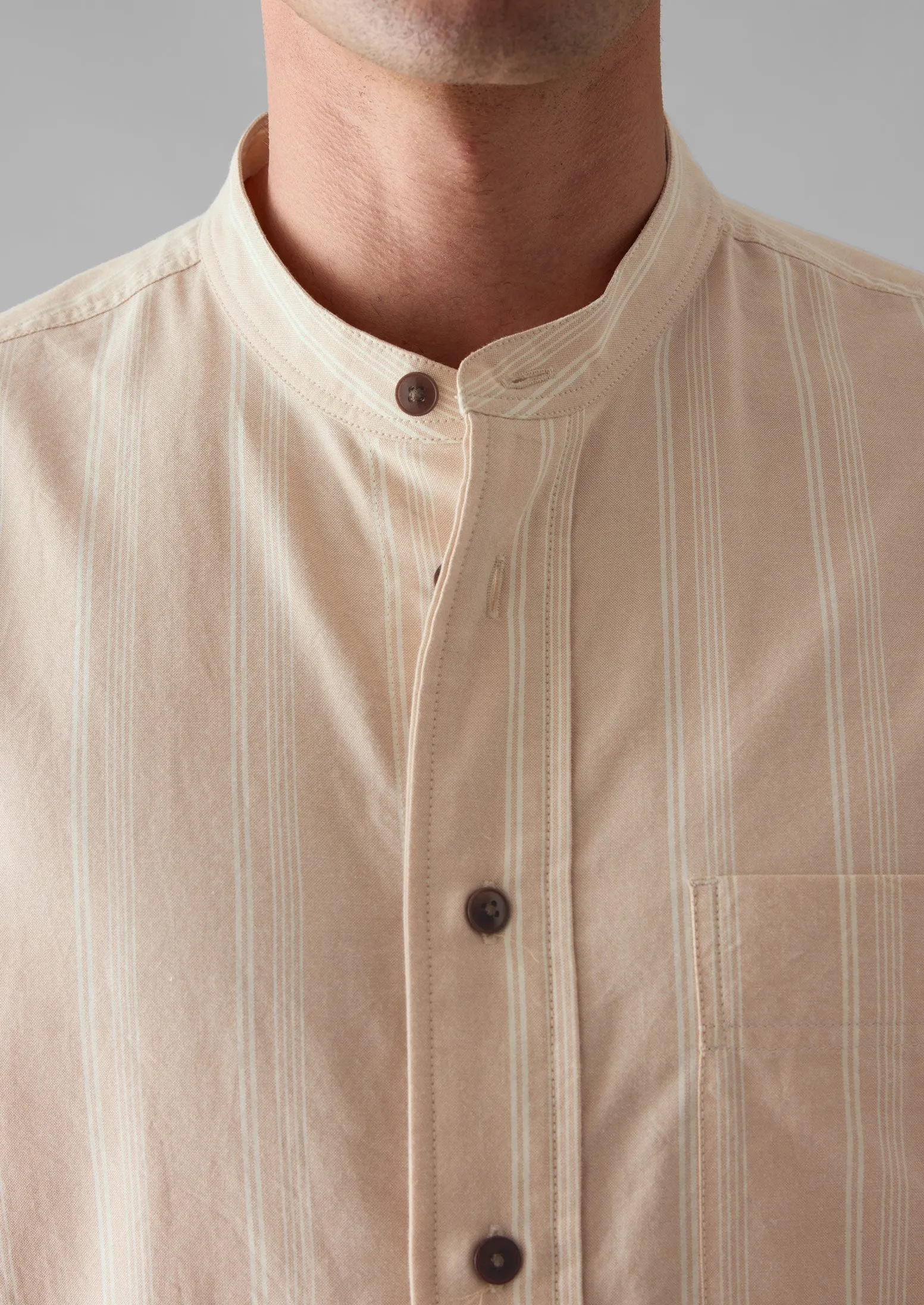 Bold Stripe Grandad Shirt | Desert Pink sold by TOAST product image thumbnail 3