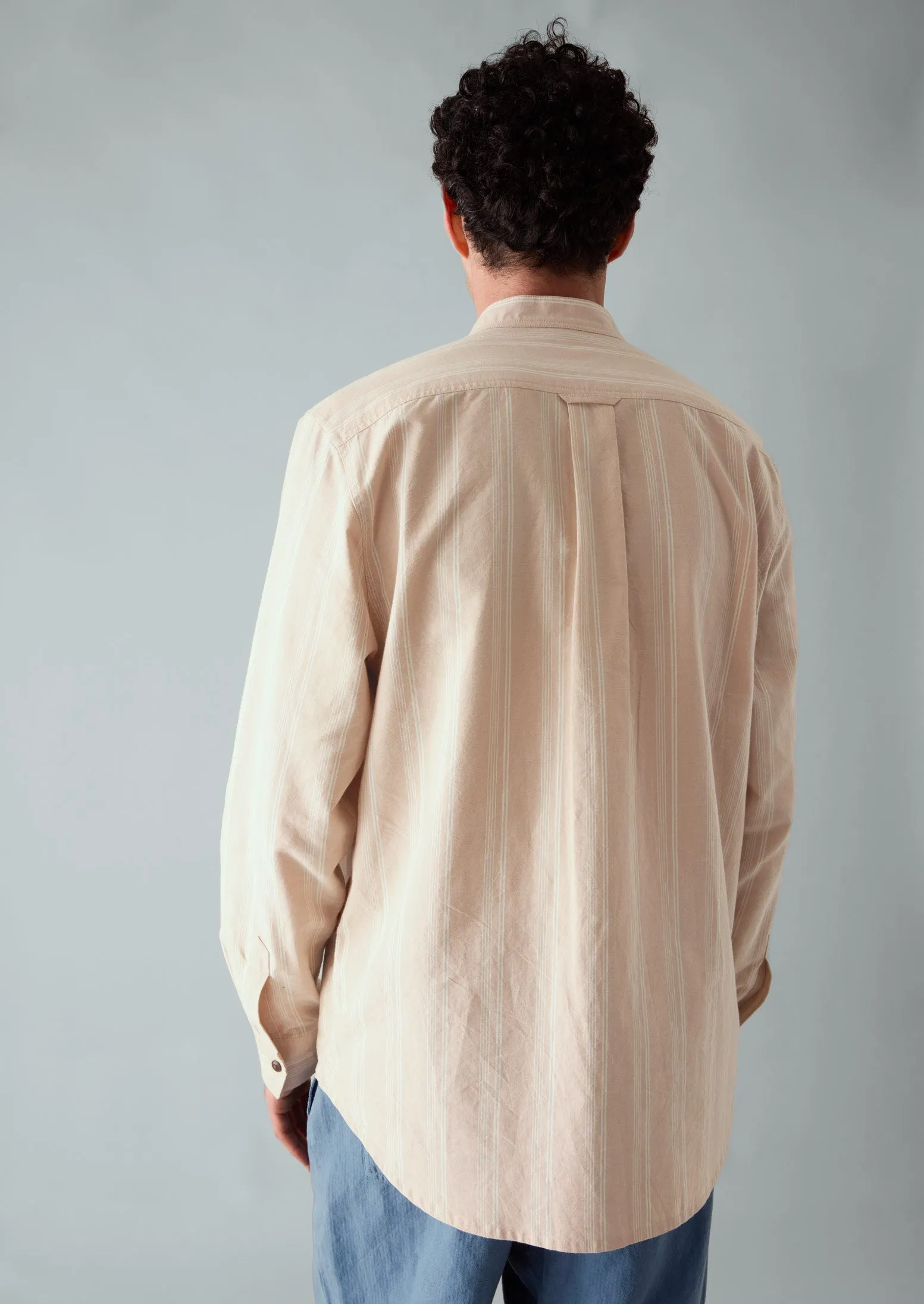 Bold Stripe Grandad Shirt | Desert Pink sold by TOAST product image thumbnail 4
