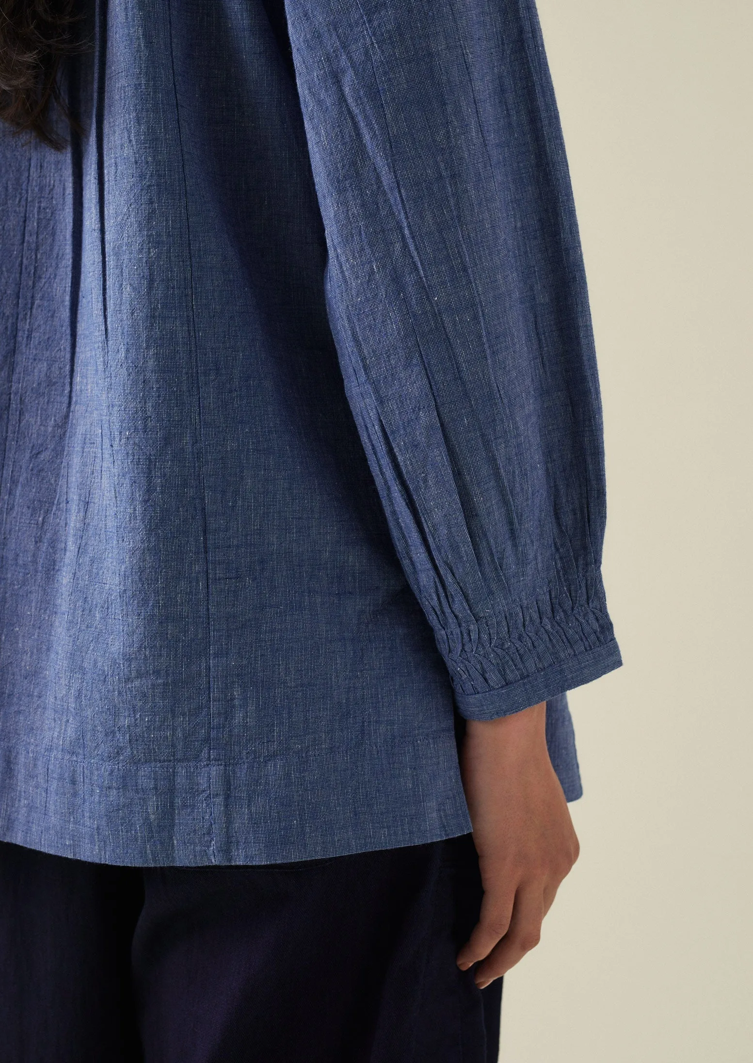 Pintuck Cotton Linen Top | Chambray Blue sold by TOAST product image thumbnail 5
