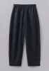 Garment Dyed Lightweight Linen Barrel Leg Trousers | Midnight sold by TOAST